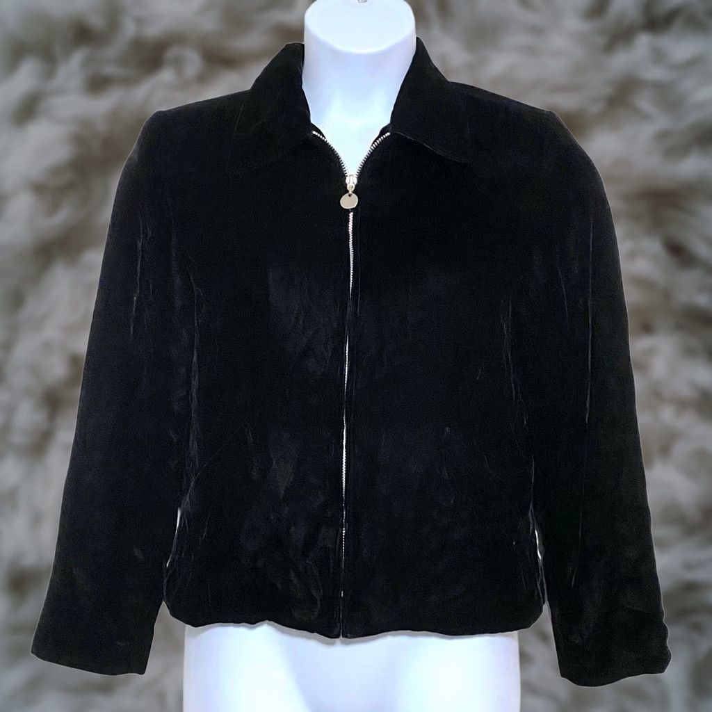 J.McLaughlin VTG J. McLaughlin Black Velvet Zip Jacket Women 8 Blazer Dry Clean Only Solid Size M / US 6-8 / IT 42-44 - 1 Thumbnail