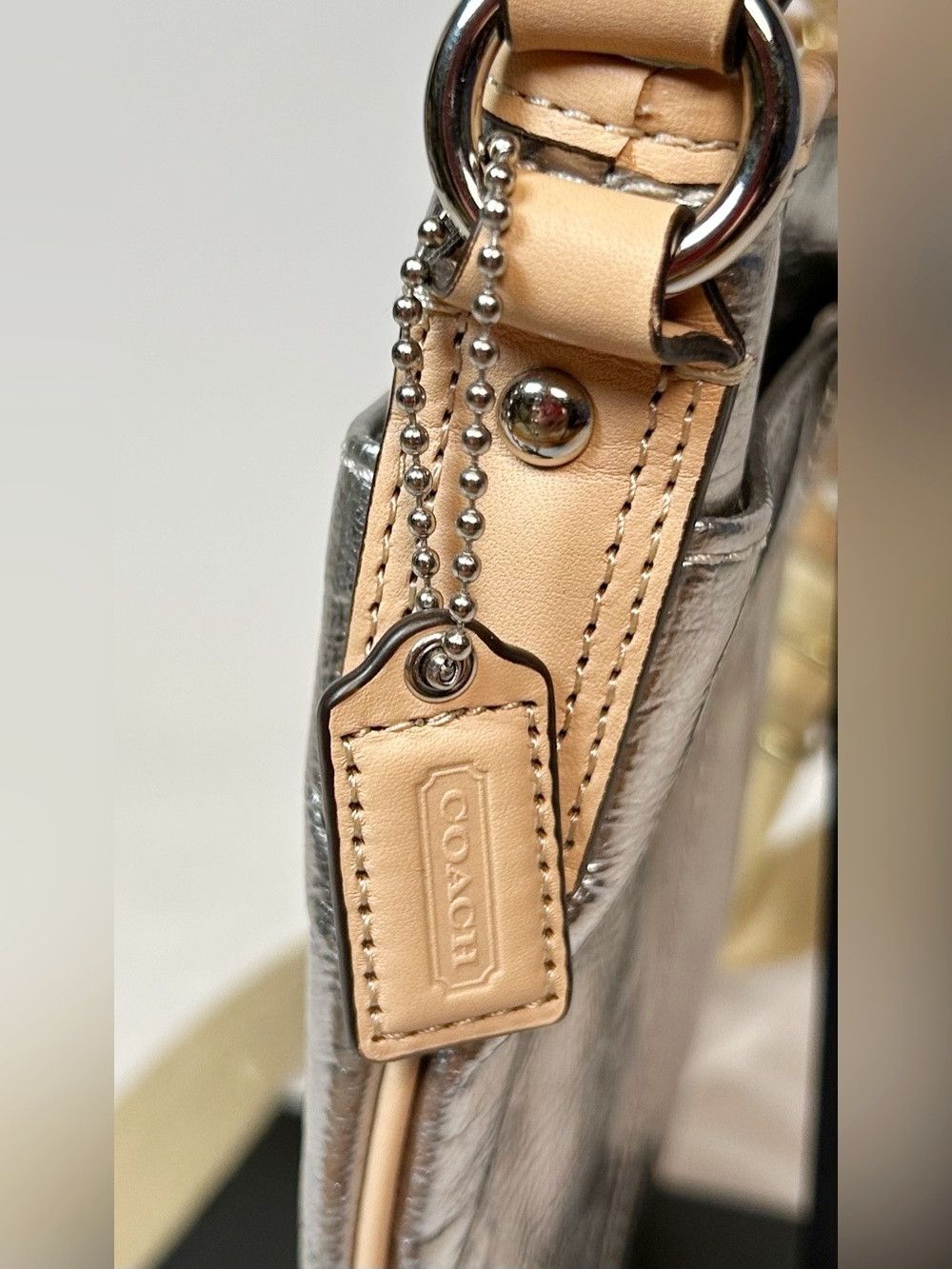 Coach Coach Metallic Silver Leather Swingpack East Crossbody Bag Size ONE SIZE - 3 Thumbnail