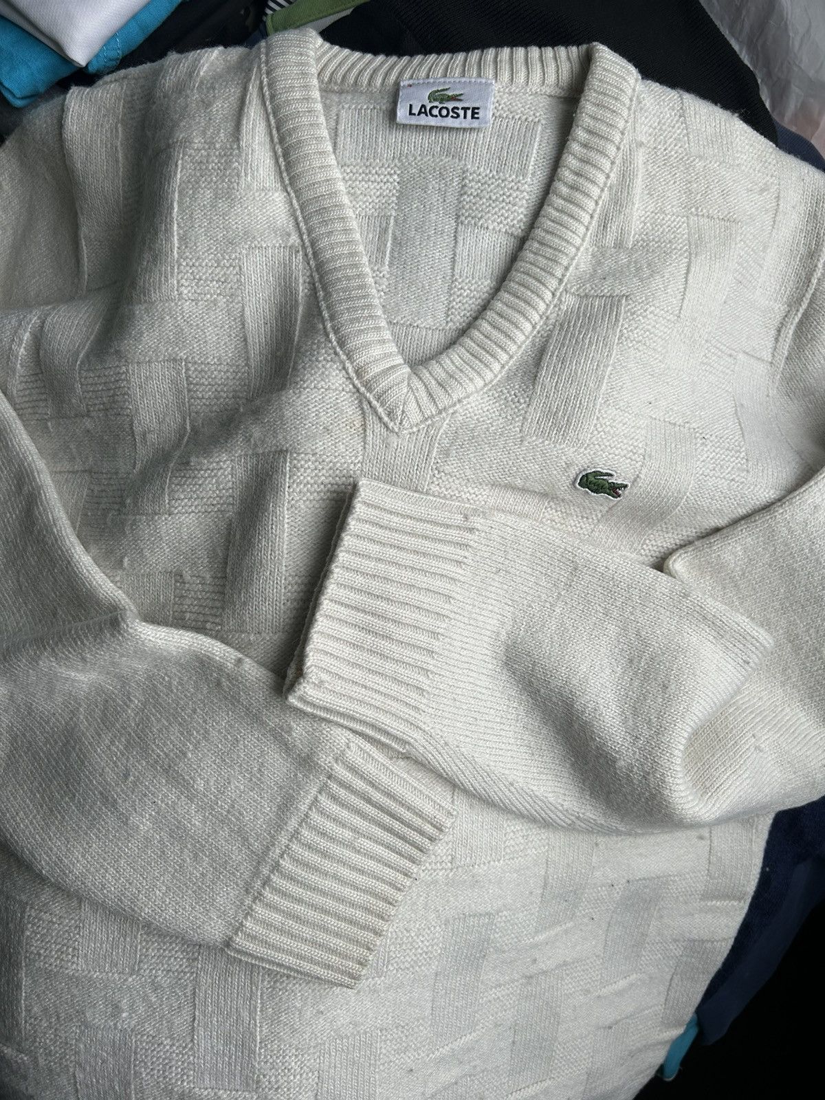 Lacoste Vintage Lacoste V-Neck Sweater Wool Solid Style Size M / 4 Size US M / EU 48-50 / 2 - 6 Thumbnail