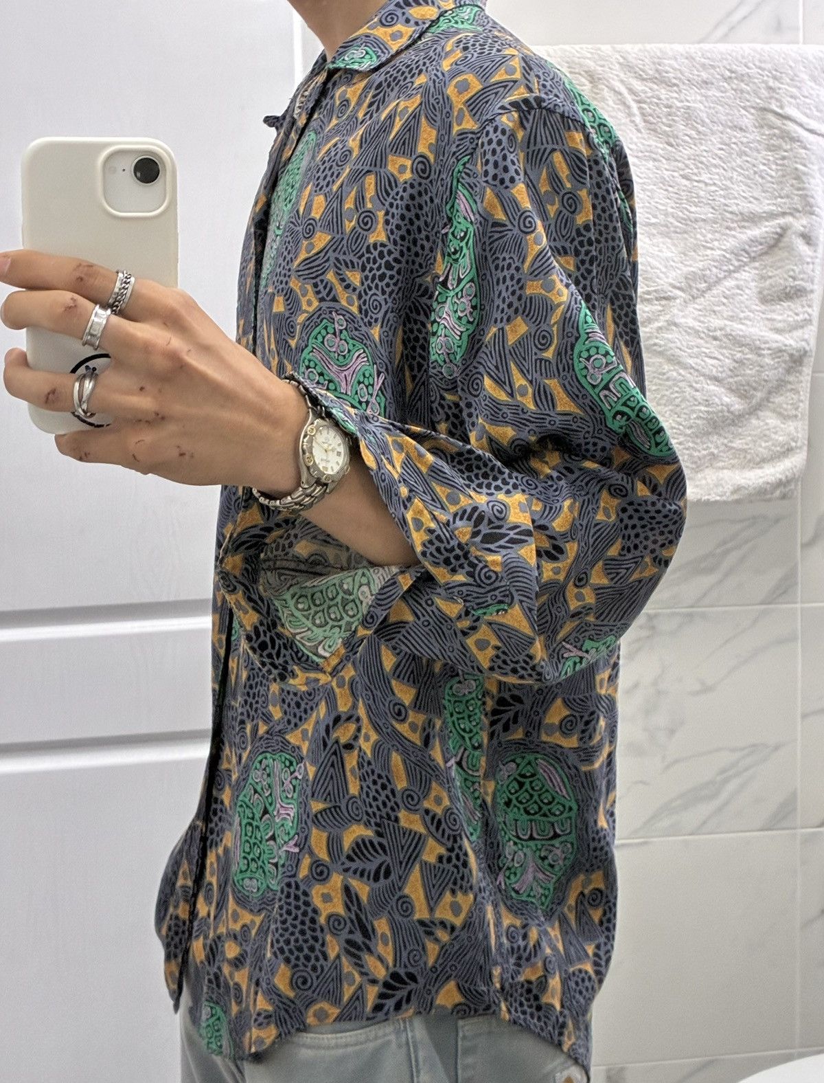 Yves Saint Laurent Yves Saint Laurent Vintage Rayon Shirt (L) Size US L / EU 52-54 / 3 - 2 Thumbnail