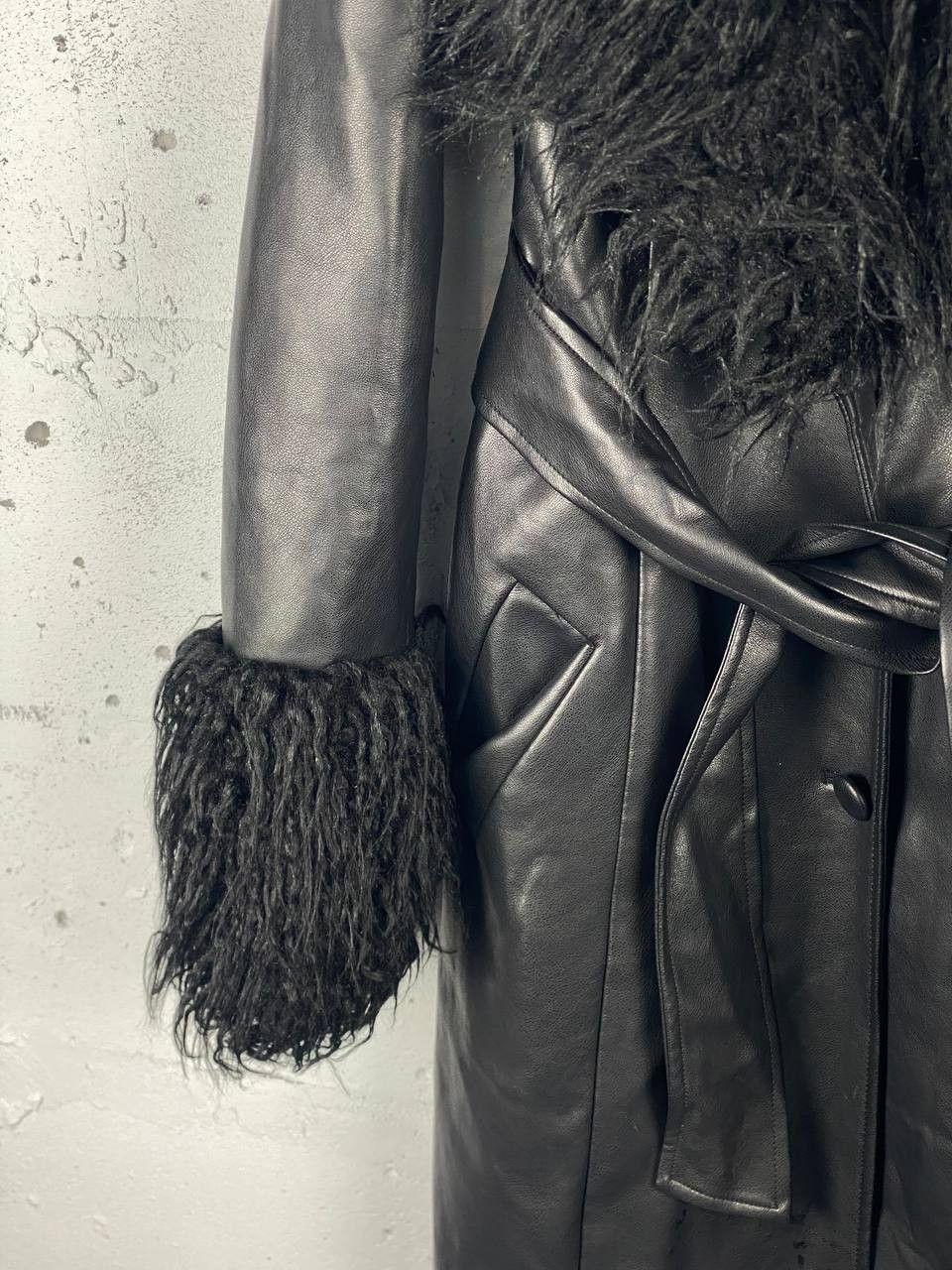 20471120 Avant Garde Leather Fur Black Opium Y2K Coat Grunge Size US S / EU 44-46 / 1 - 4 Thumbnail