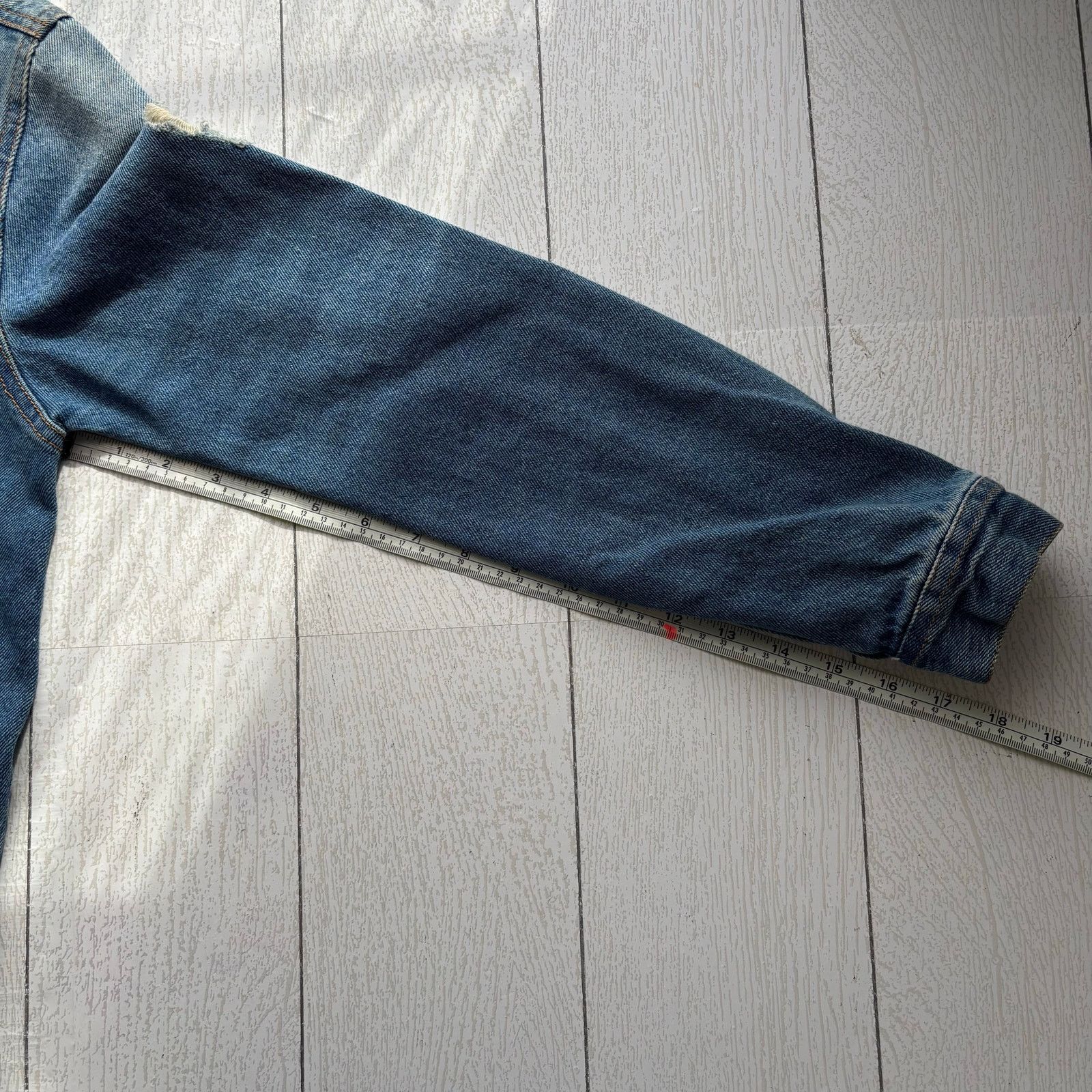 Other Iris Denim Jacket Fringe Hem Distressed Blue Small Button Size S / US 4 / IT 40 - 10 Thumbnail