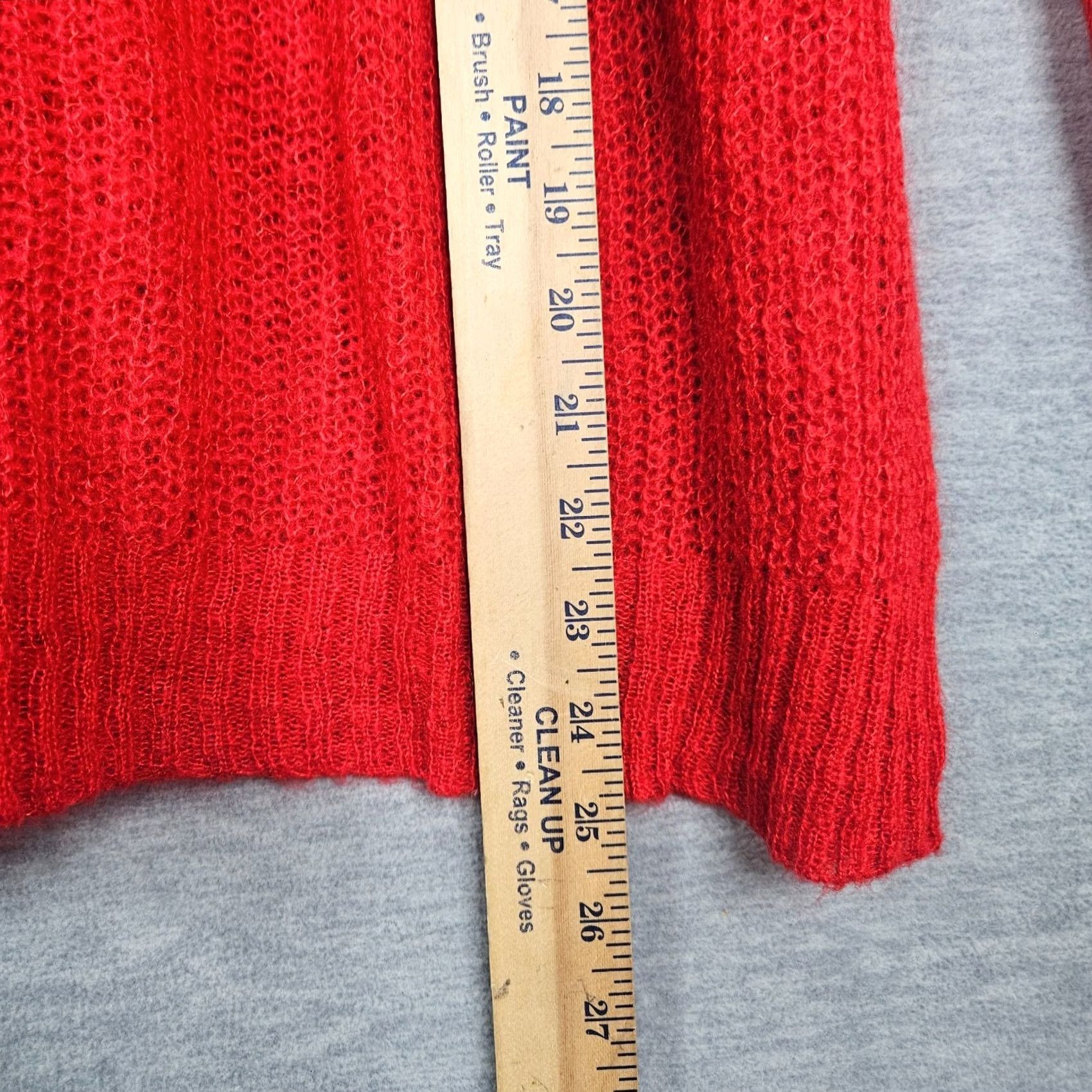Vintage AS by DF Sweater Cardigan Women Regular M Red Solid V-Neck Modern 4 Seasons Knit Acrylic Mohair Nylon Button Casual Size M / US 6-8 / IT 42-44 - 7 Thumbnail
