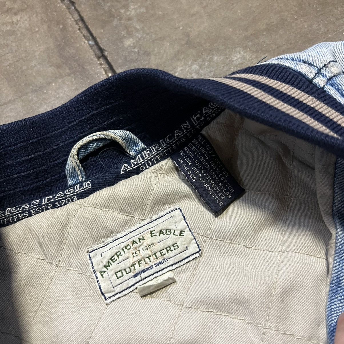American Eagle Outfitters Vintage American Eagle Denim Bomber Jacket Varsity Faded Y2K Size US L / EU 52-54 / 3 - 11 Thumbnail