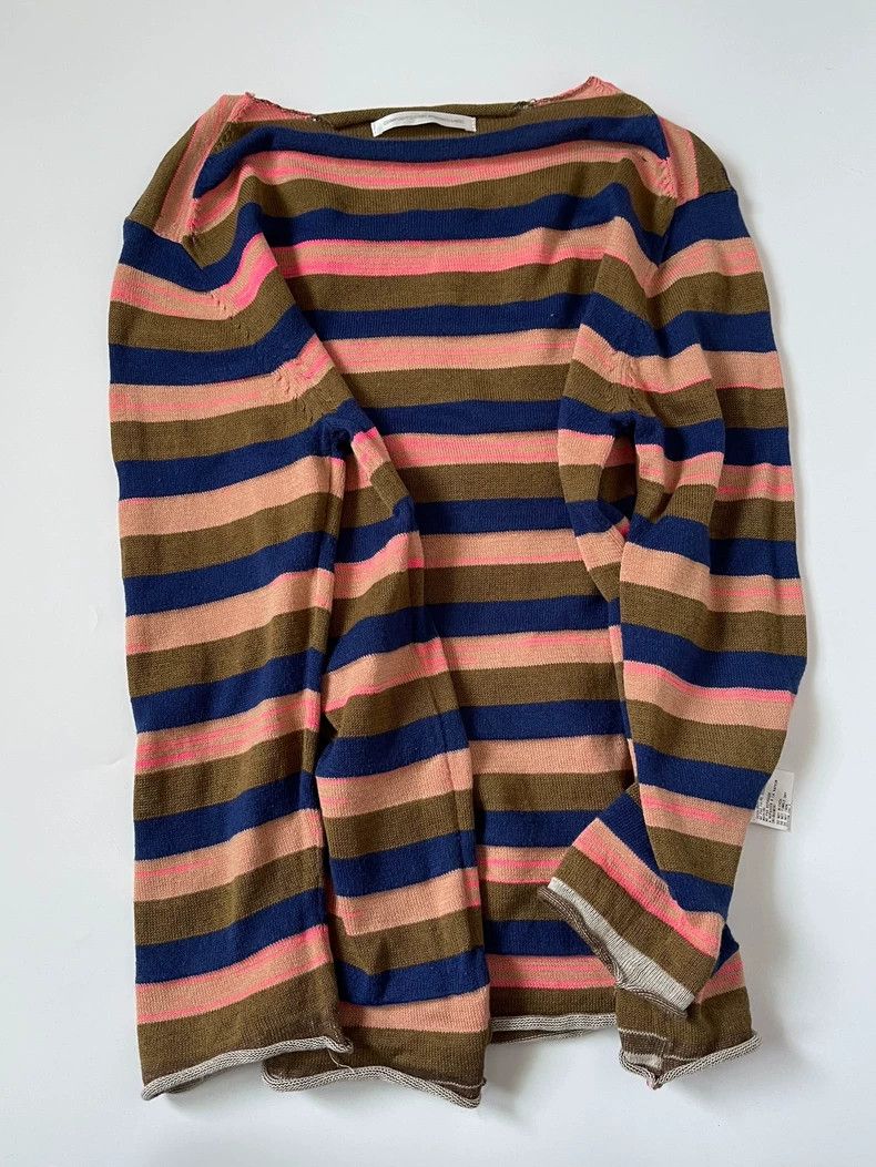 Y's Y's Upside-down striped fur-trimmed sweater Size US M / EU 48-50 / 2 - 7 Thumbnail