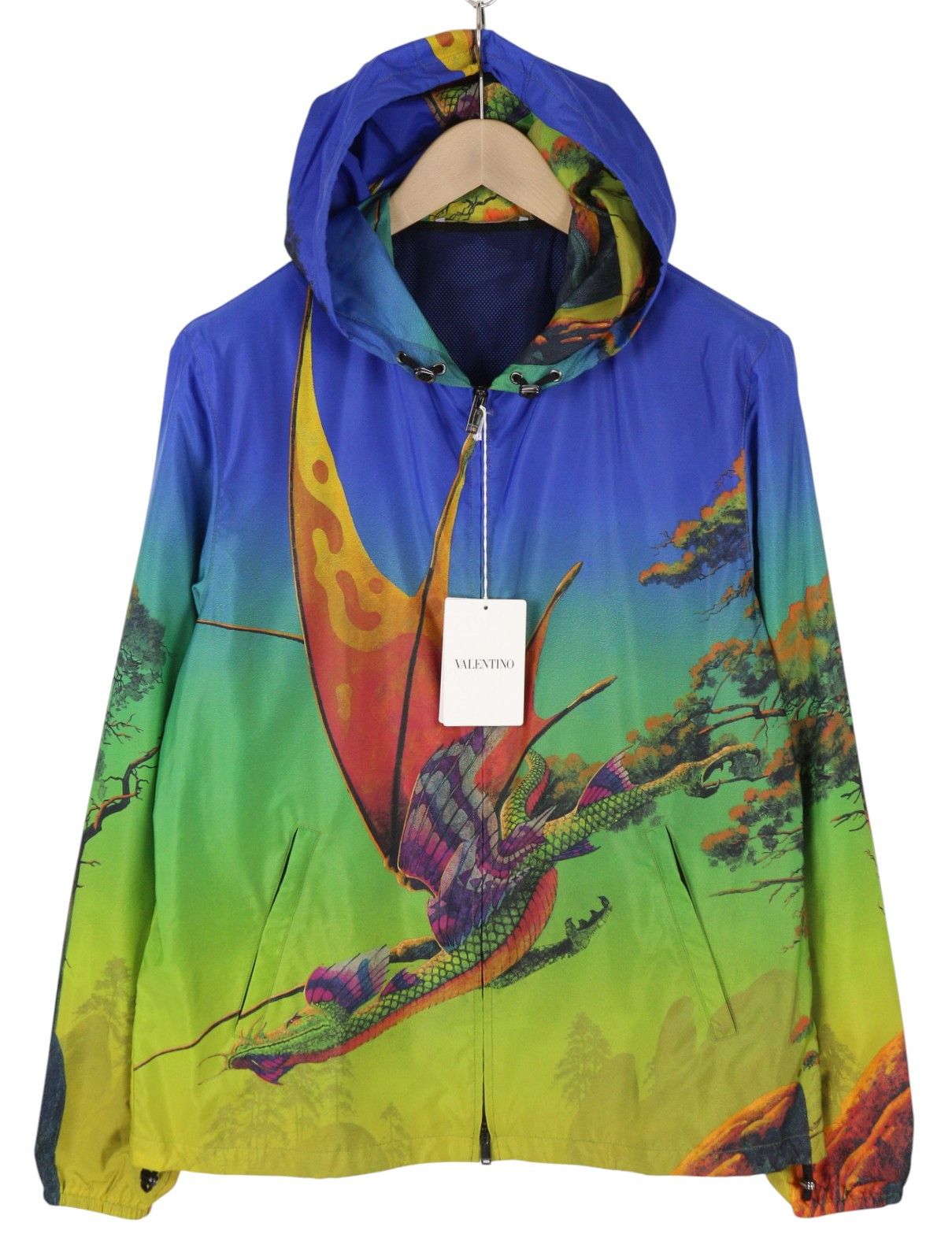 Valentino Dragon Print 48 Hooded Mesh Zip Lightweight 86770 Size US M / EU 48-50 / 2 - 1 Thumbnail