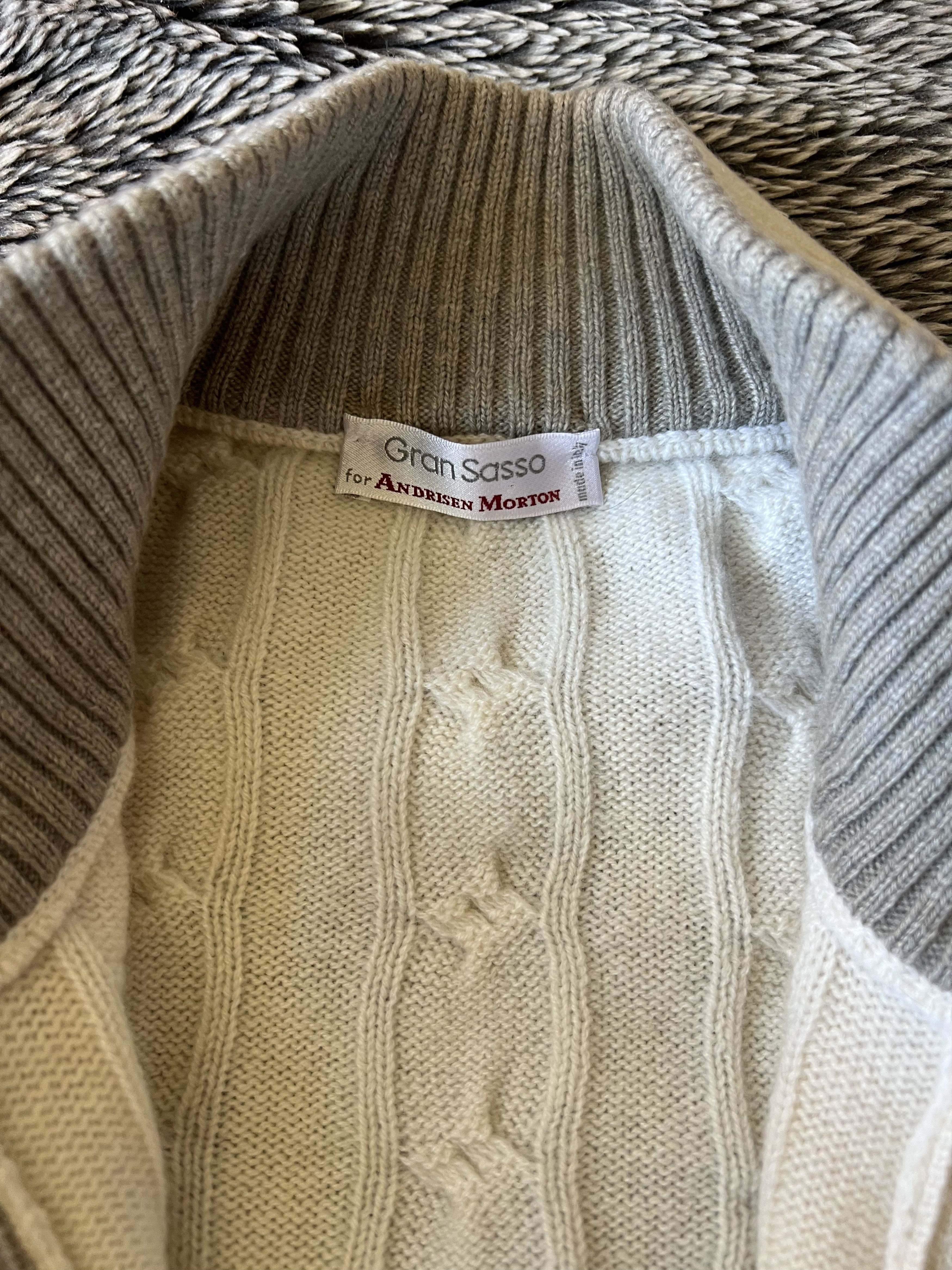 Gran Sasso Gran Sasso Cashmere Cable-Knit Cardigan Sweater Ivory Gray Size US M / EU 48-50 / 2 - 2 Thumbnail