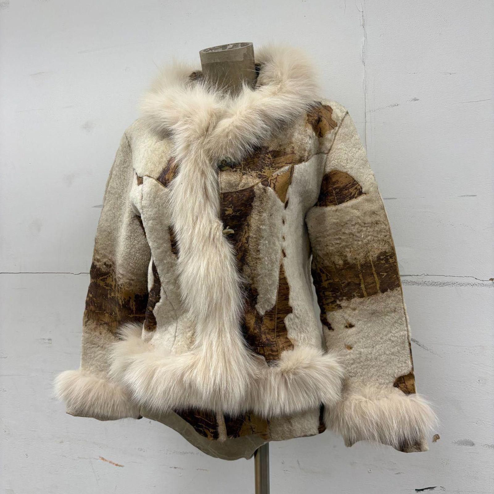 Other Vintage Y2K Patchwork Suede & Fox Fur "Penny Lane" Jacket Size S / US 4 / IT 40 - 2 Thumbnail