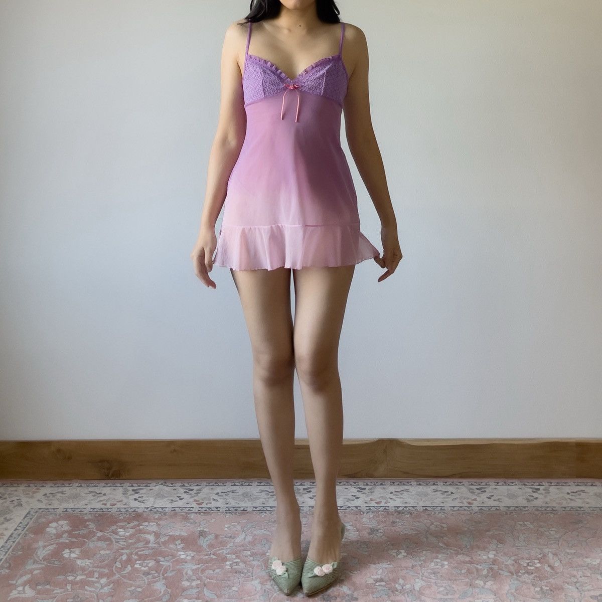 Victoria's Secret Victoria’s Secret Purple Pink Mesh Slip Dress (M–L) Size L / US 10 / IT 46 - 4 Thumbnail