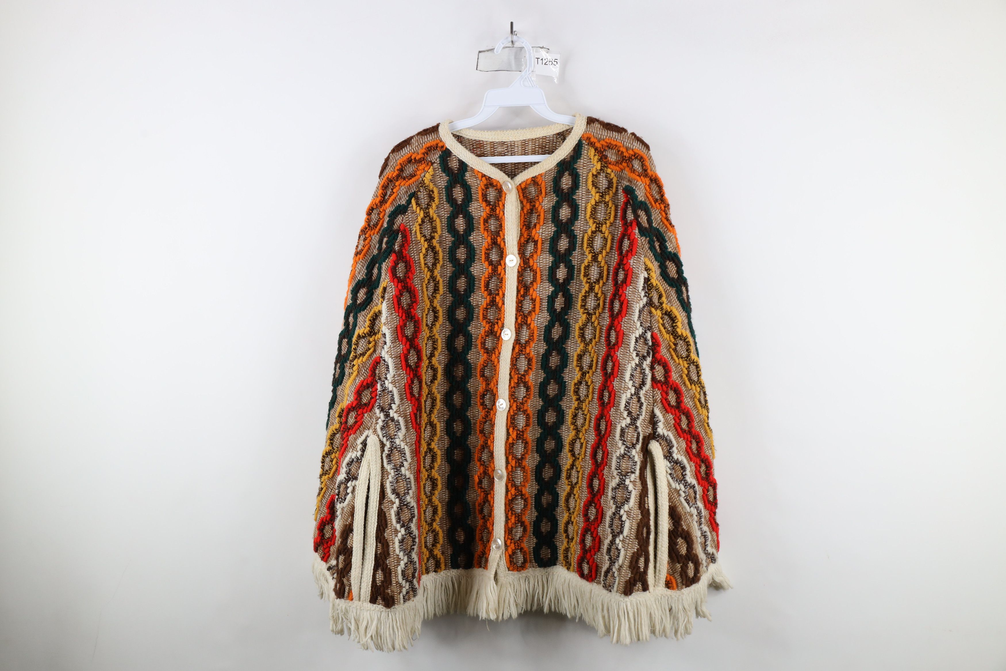 Vintage Vintage 60s 70s Mid Century Modern Sweater Cape Cardigan Size ONE SIZE - 1 Thumbnail