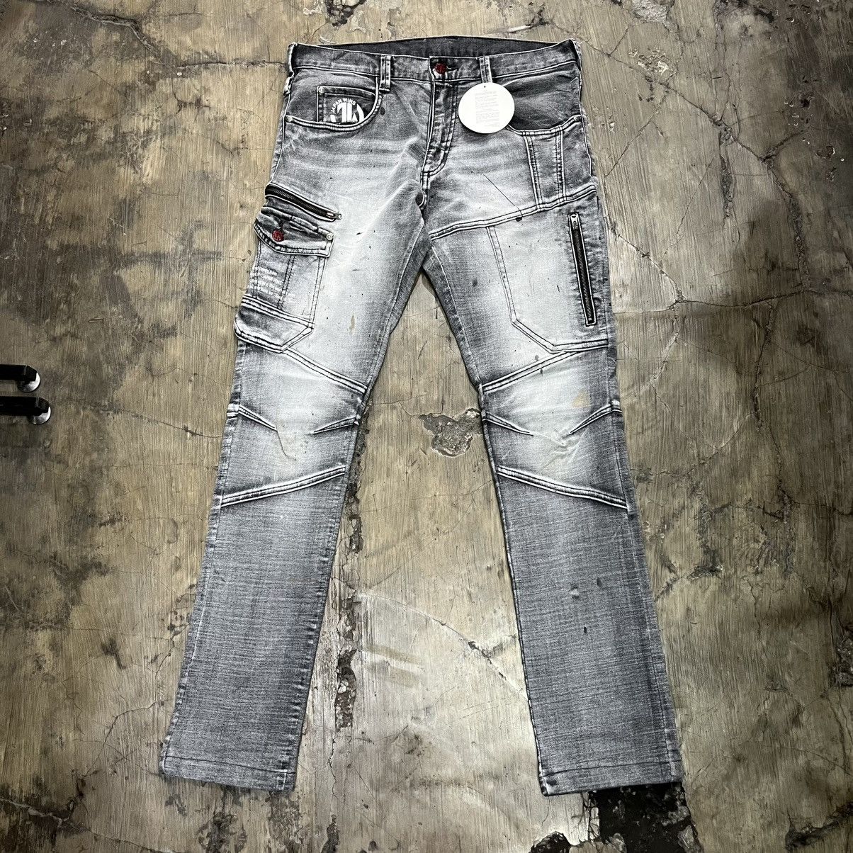 Hysteric Glamour JAPAN WINS Grey Biker Cargo Jeans Size US 31 - 1 Thumbnail