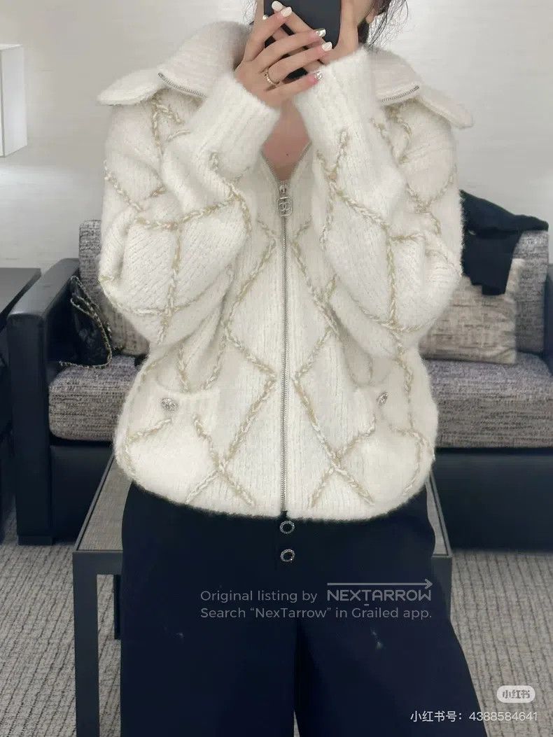 Chanel Chanel Ski series white diamond plaid cashmere zipper jack Size XXS / US 00 / IT 34 - 8 Thumbnail