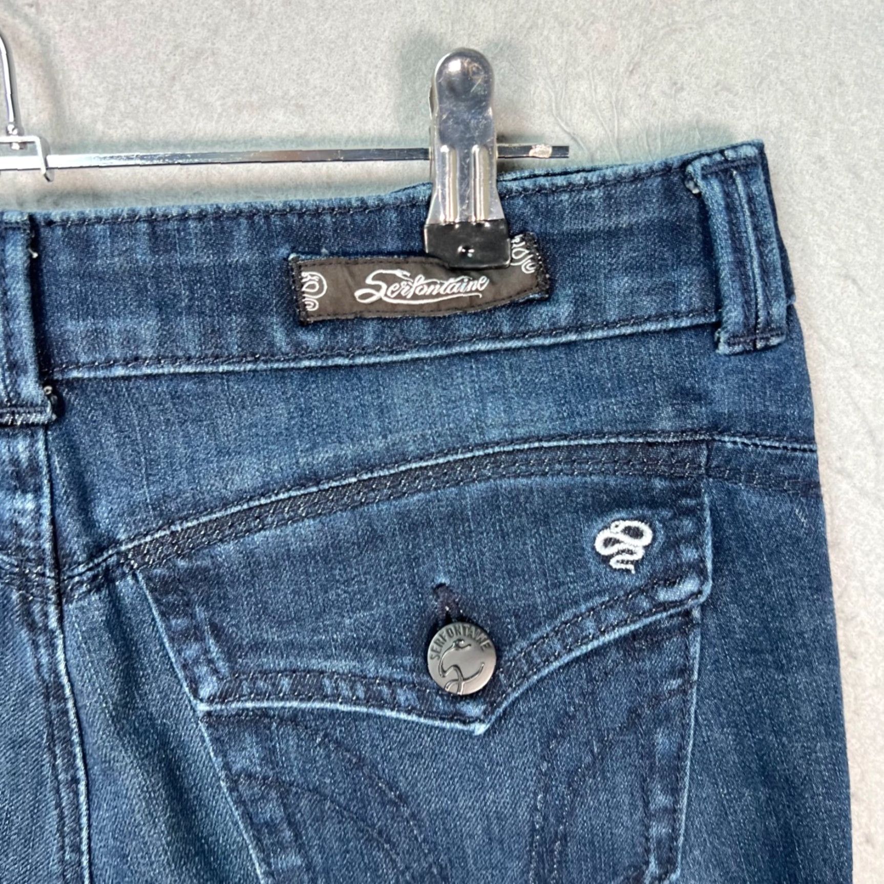 Vintage Serfontaine Womens Jeans Bootcut 27 Dark Blue Supima Atomik Wash 5-Pocket Denim Vintage No Size 27" / US 4 / IT 40 - 5 Thumbnail