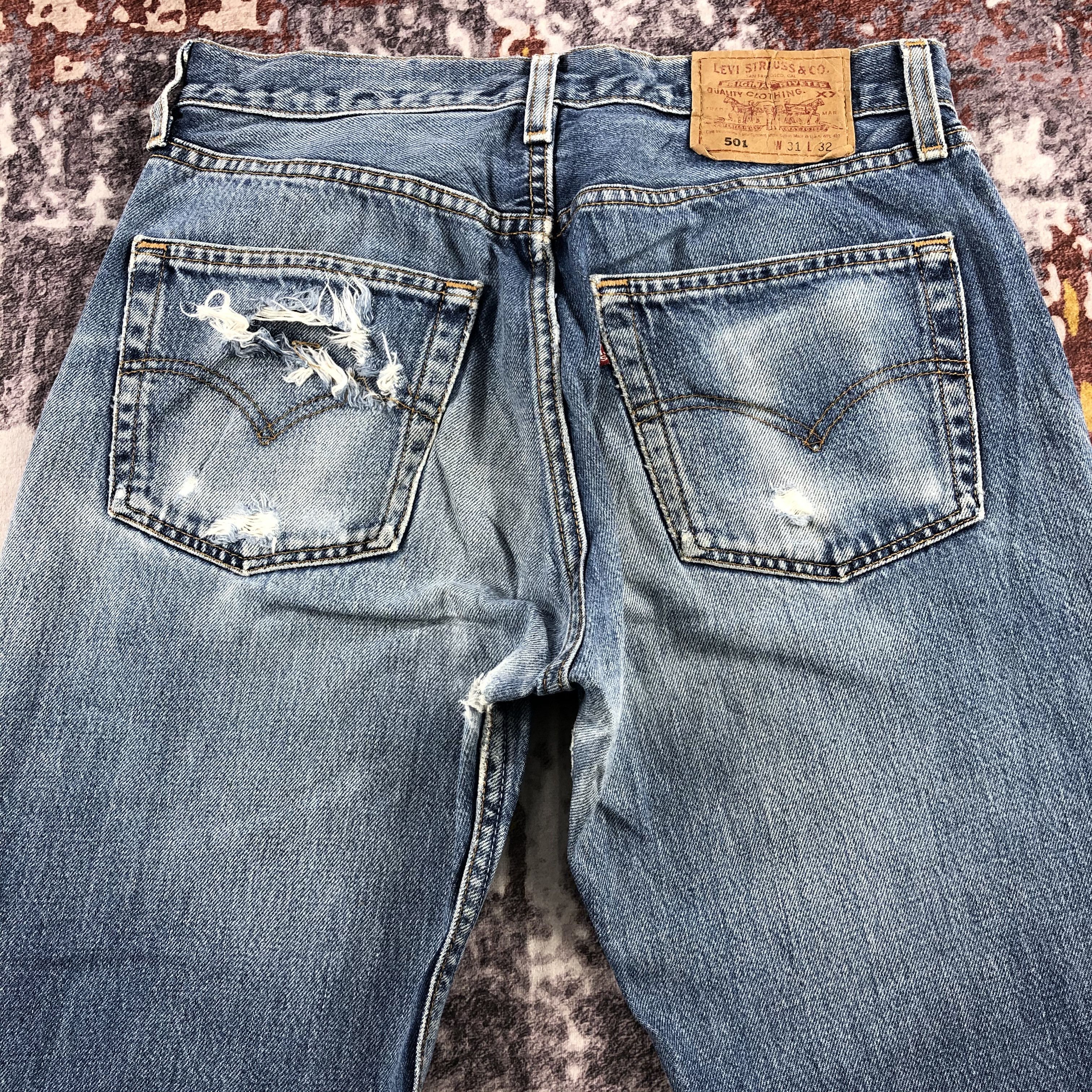 Levi's 90s Vintage Blue Wash Levis 501 Jeans-JM2244 Size US 30 / EU 46 - 5 Thumbnail