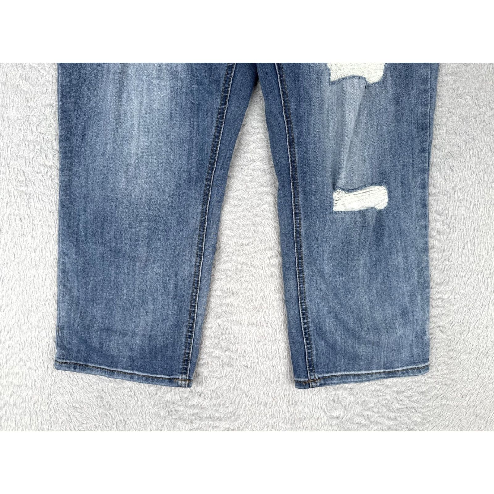 Denime C EST. 1946 Jeans Women 12 Blue Distressed Button Fly Stretch Straight Leg Denim Jeans Size 34" / US 12 / IT 48 - 2 Thumbnail