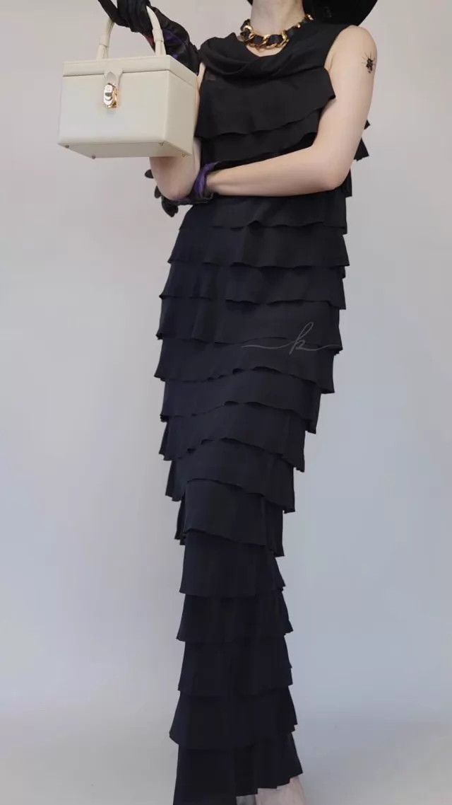 Fendi Fendi Vintage Black Silk Tulle Hepburn Evening Gown IT40 S Size S / US 4 / IT 40 - 7 Thumbnail