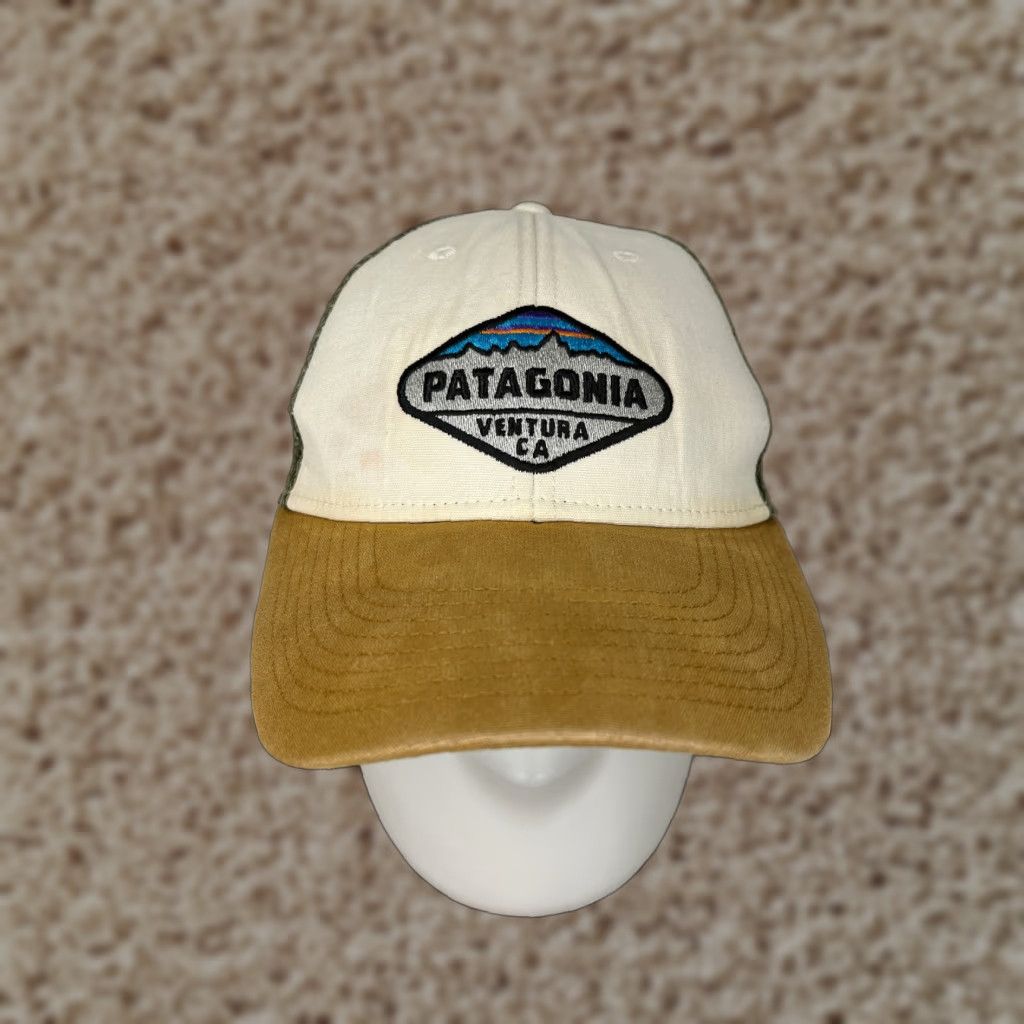 Patagonia Patagonia Trucker Hat Snap Back Adult One Size Beige Ventura CA Size ONE SIZE - 1 Thumbnail