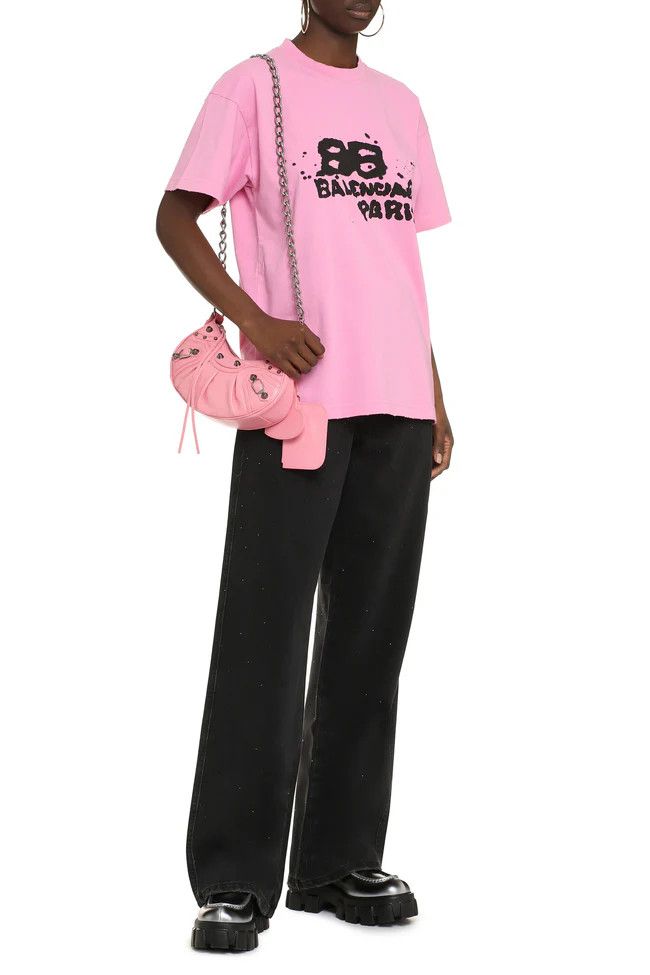 Balenciaga o1mt1gz0924 Hand-Drawn BB Icon T- Shirt Medium Fit in Pink Size XS / US 0-2 / IT 36-38 - 4 Thumbnail