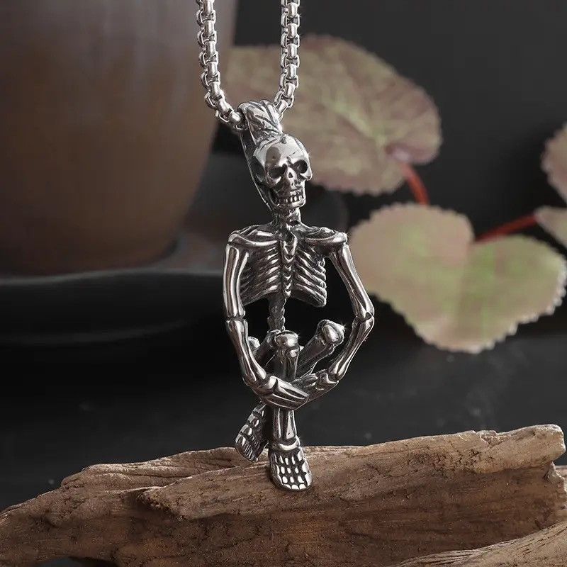 Other Creative Cross Legged Skull Pendant Necklace Size ONE SIZE - 1 Thumbnail