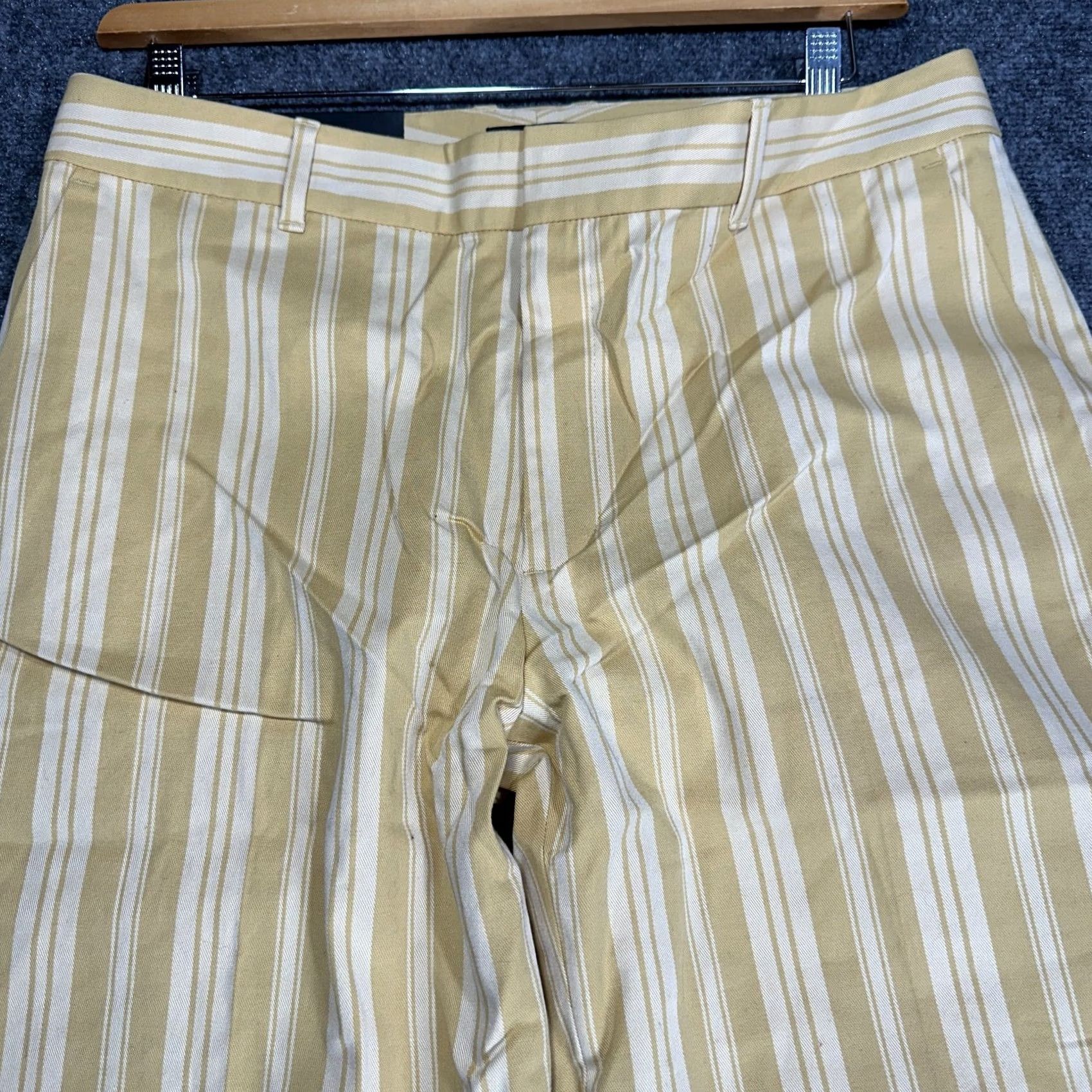 Club Monaco Club Monaco Pants Womens 12 Matie Slim Crop Yellow Stripe Cotton Elastane Slim Fit Straight Leg Stripe Pattern Vintage: No Women Size 12 Size 34" / US 12 / IT 48 - 3 Thumbnail