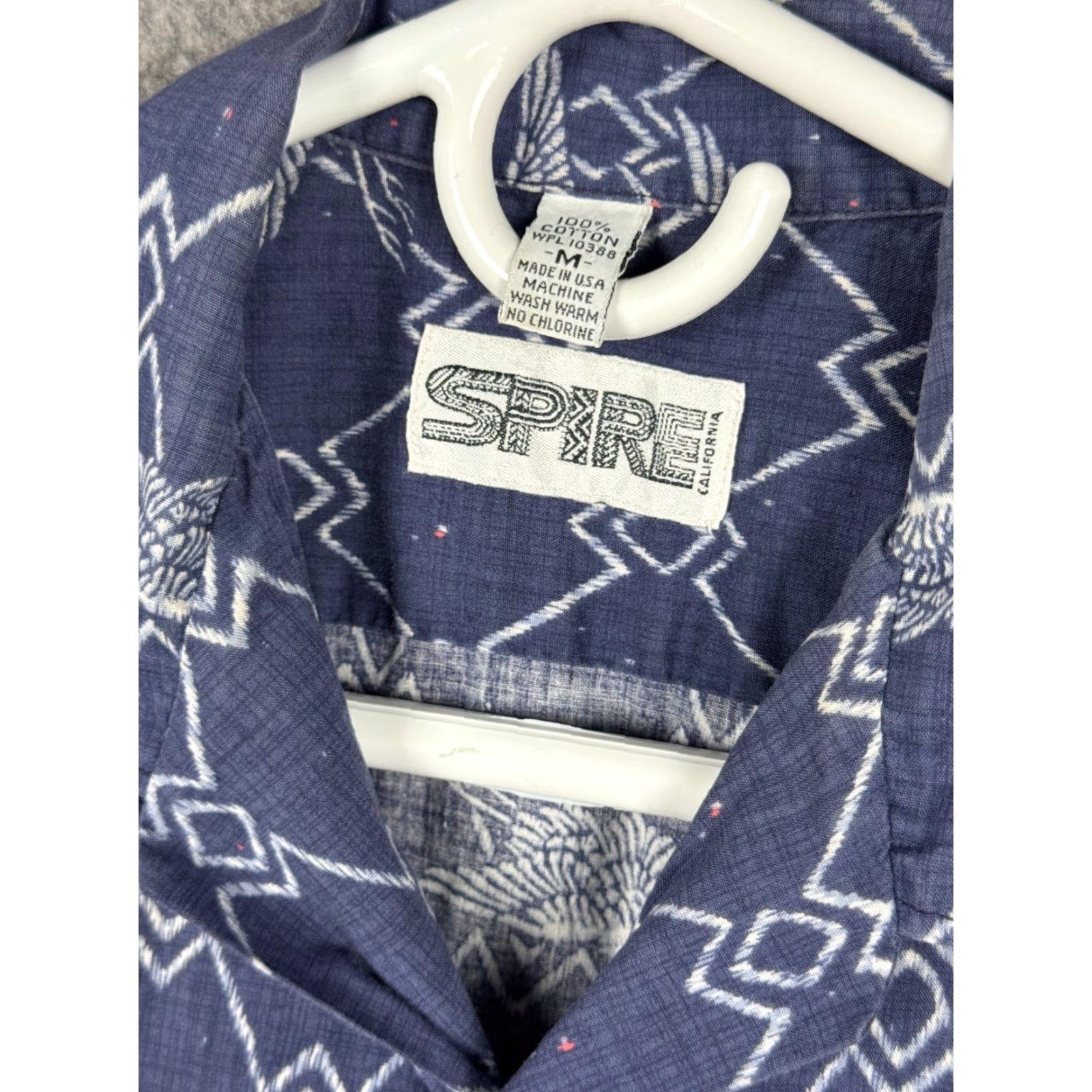Vintage VINTAGE SPIRE California Shirt Mens Medium Blue Button-Front Abstract AOP Birds M shirts blue casual 1890s disco Size US M / EU 48-50 / 2 - 5 Thumbnail