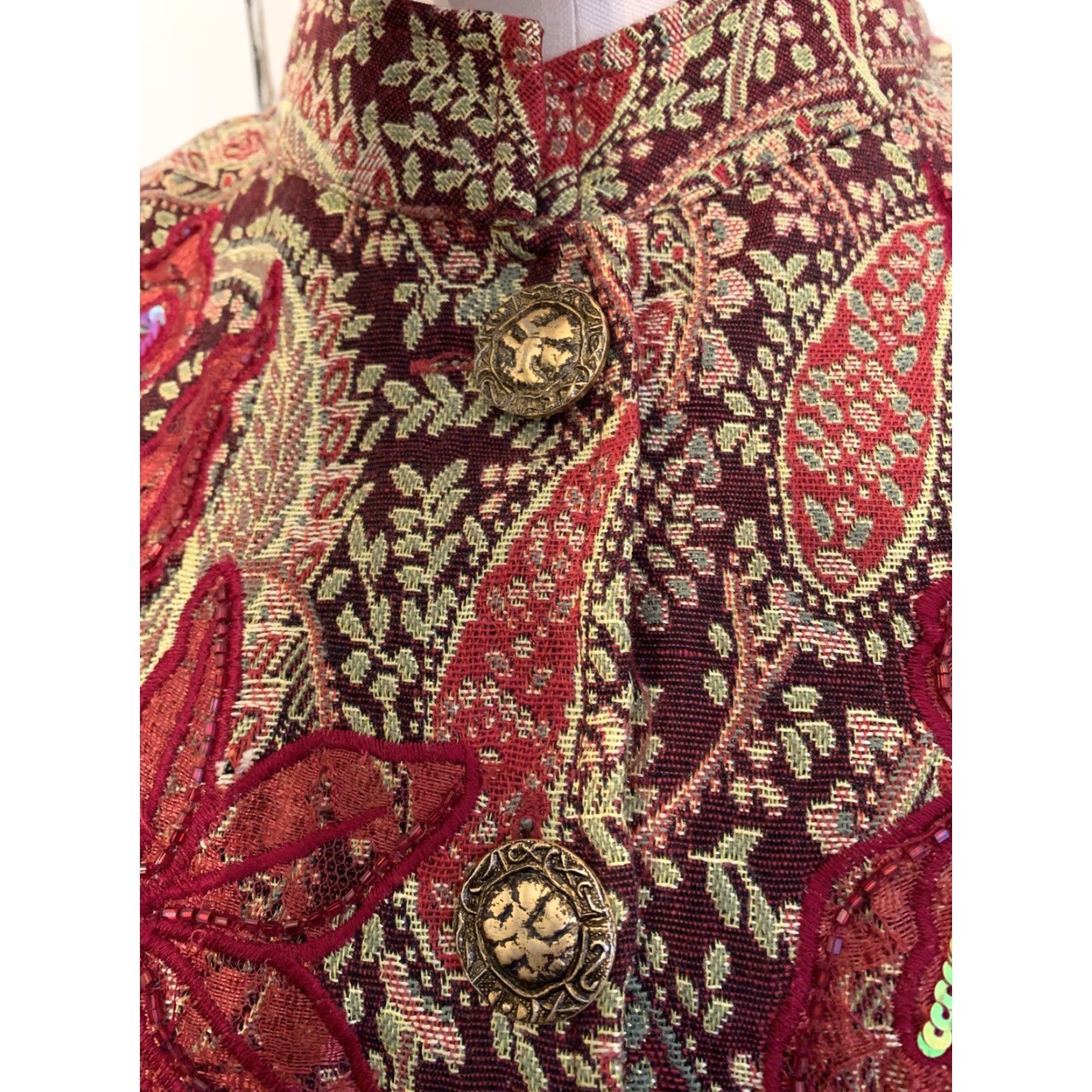 Vintage VINTAGE Indigo Moon Jacket Beaded Poinsettia Lined Women's Jacket XS Indigo Moon New Gorgeous Beaded Poinsettia Jacket Lined Women's Jacket Size M / US 6-8 / IT 42-44 - 4 Thumbnail