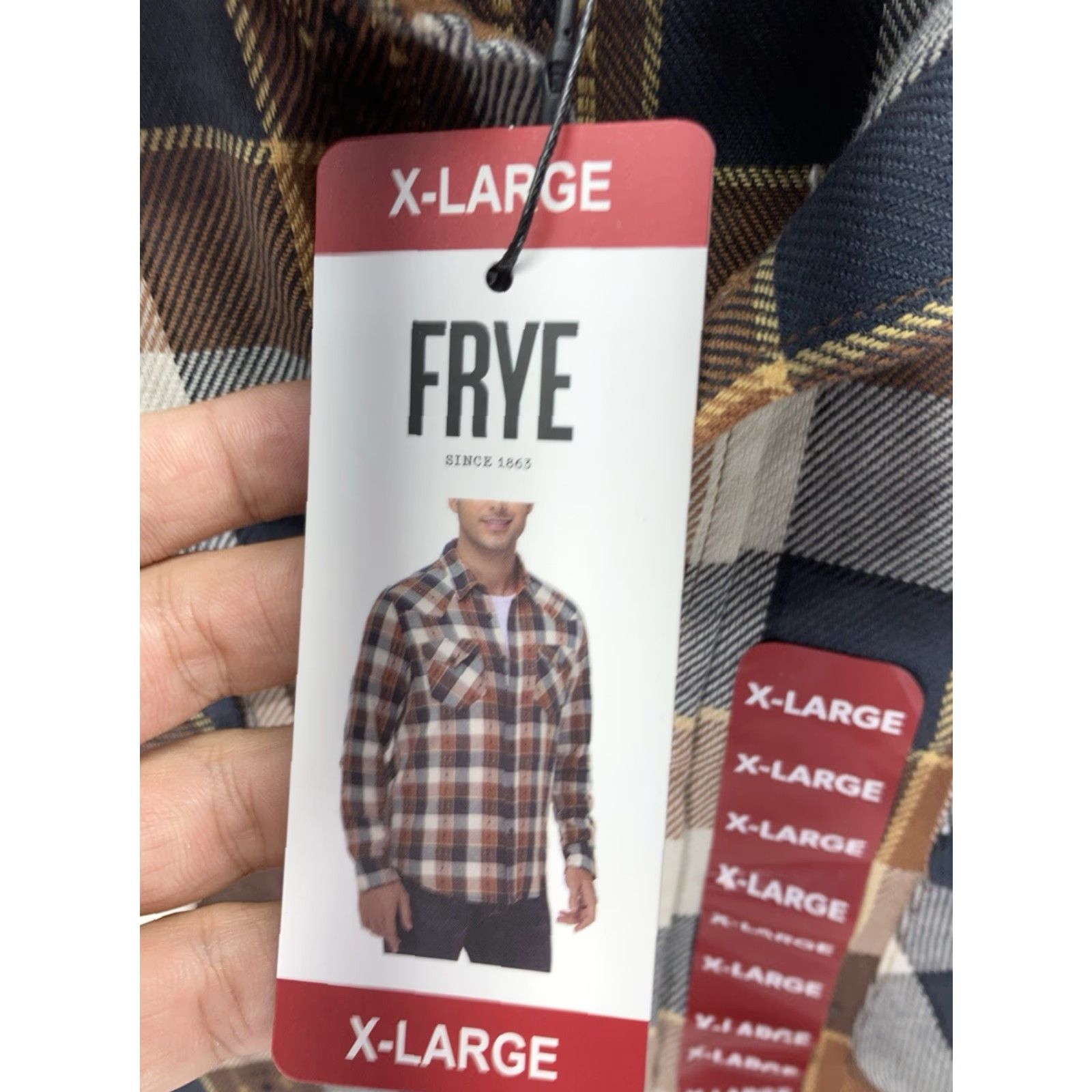 Frye Frye Jacquard Flannel Shirt Men XL Brown Plaid Long Sleeve Button NWT Shirt Size US XL / EU 56 / 4 - 6 Thumbnail