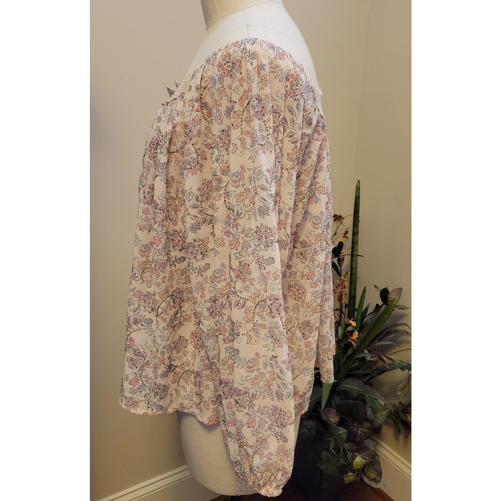 Anthropologie New Louizon Off the Shoulder Floral Blouse Lace Trim Small Size S / US 4 / IT 40 - 5 Thumbnail