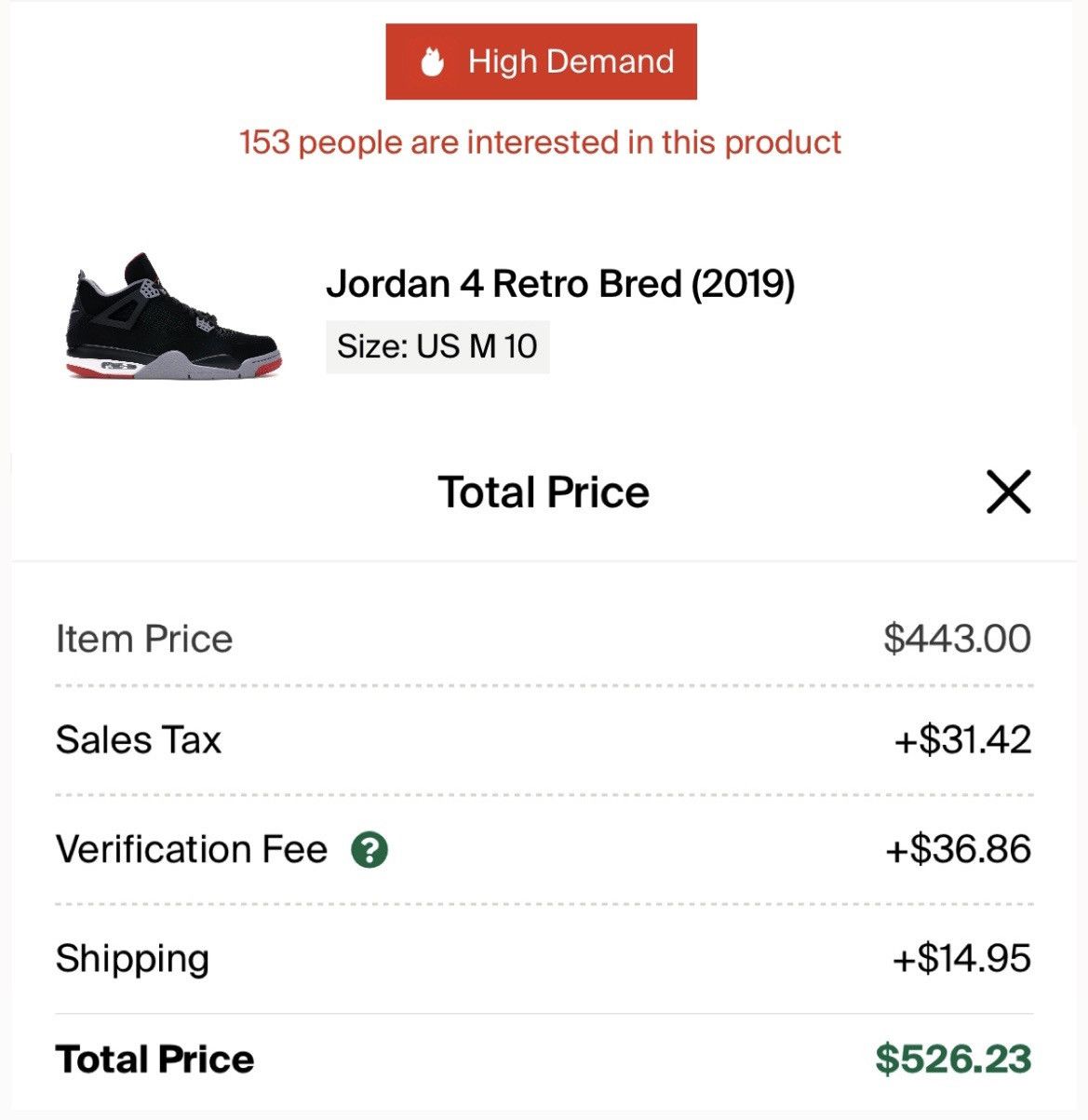 Jordan Brand × Nike Jordan 4 Retro “Bred” Size US 10 / EU 43 - 12 Thumbnail