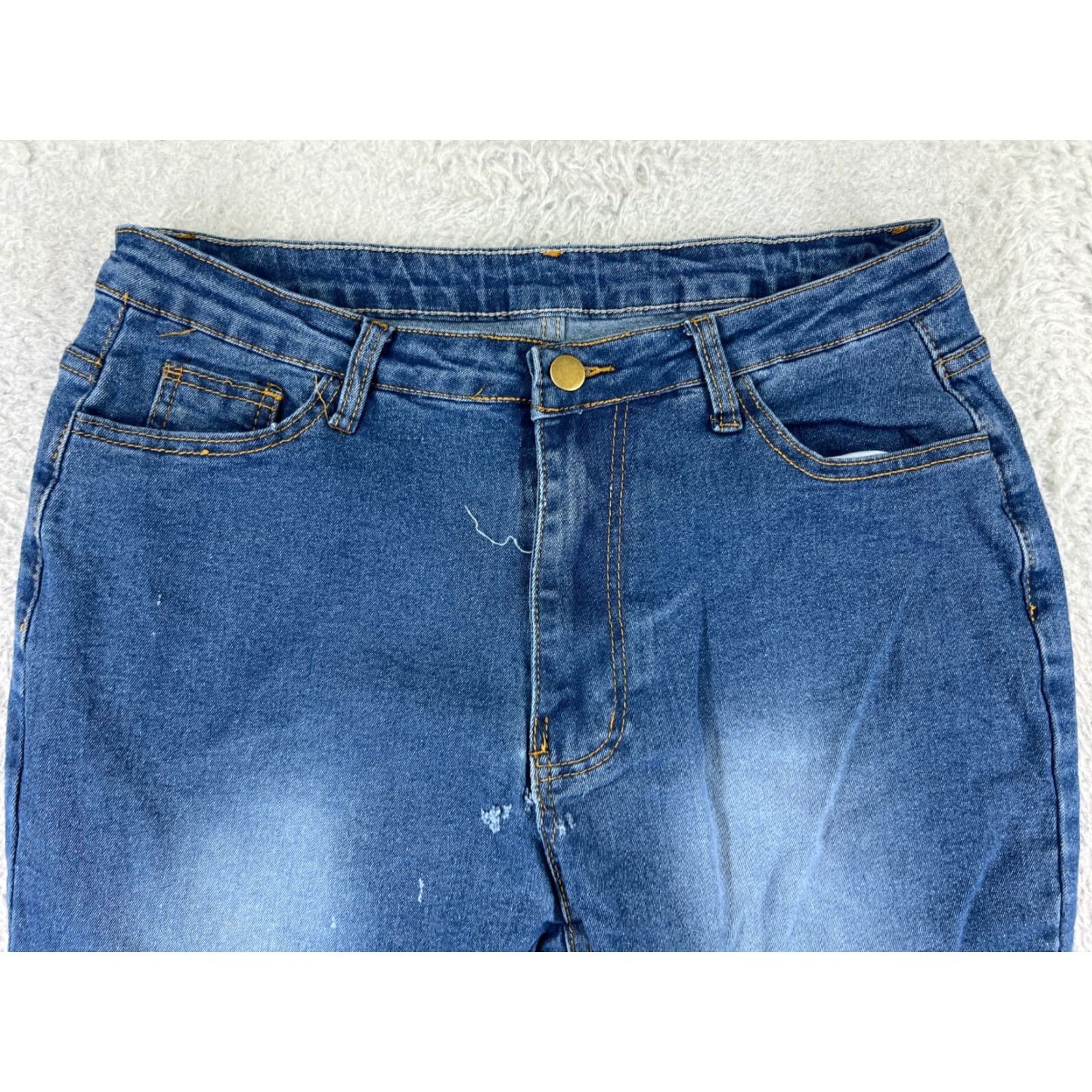Vintage Pants Jeans Womens 27 Blue Denim Flared Mid Rise Cotton Blend Distressed 5-Pocket Style Size 27" / US 4 / IT 40 - 6 Thumbnail