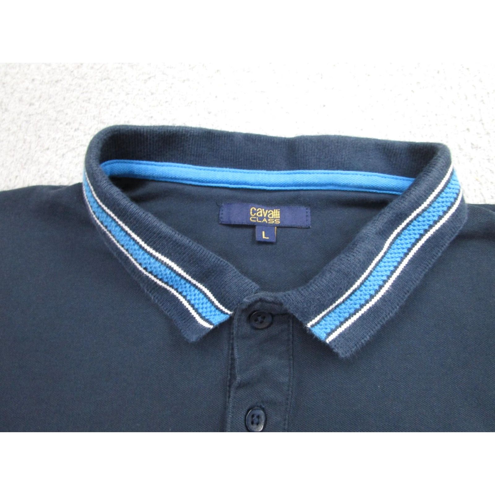 Cavalli Class Cavalli Class Polo Shirt Mens Large Blue Short Sleeve Striped Collar Embroidered Size US L / EU 52-54 / 3 - 4 Thumbnail