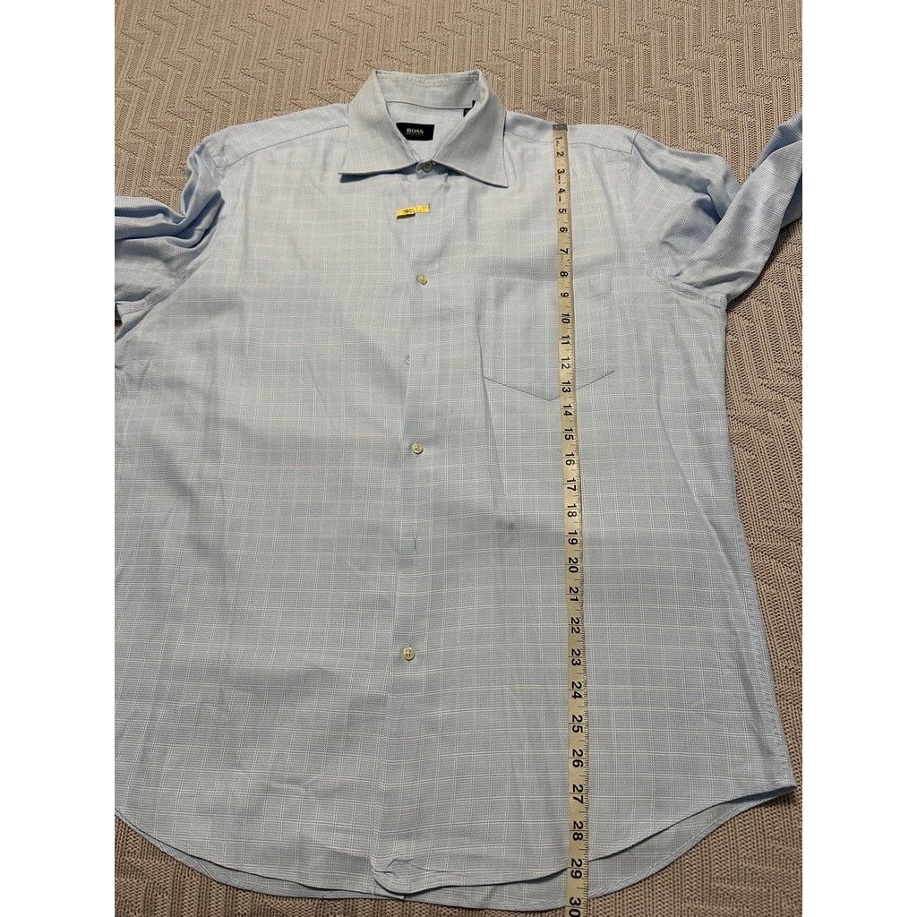Hugo Boss Hugo Boss blue plaid button down size 16.5 Size US L / EU 52-54 / 3 - 8 Thumbnail