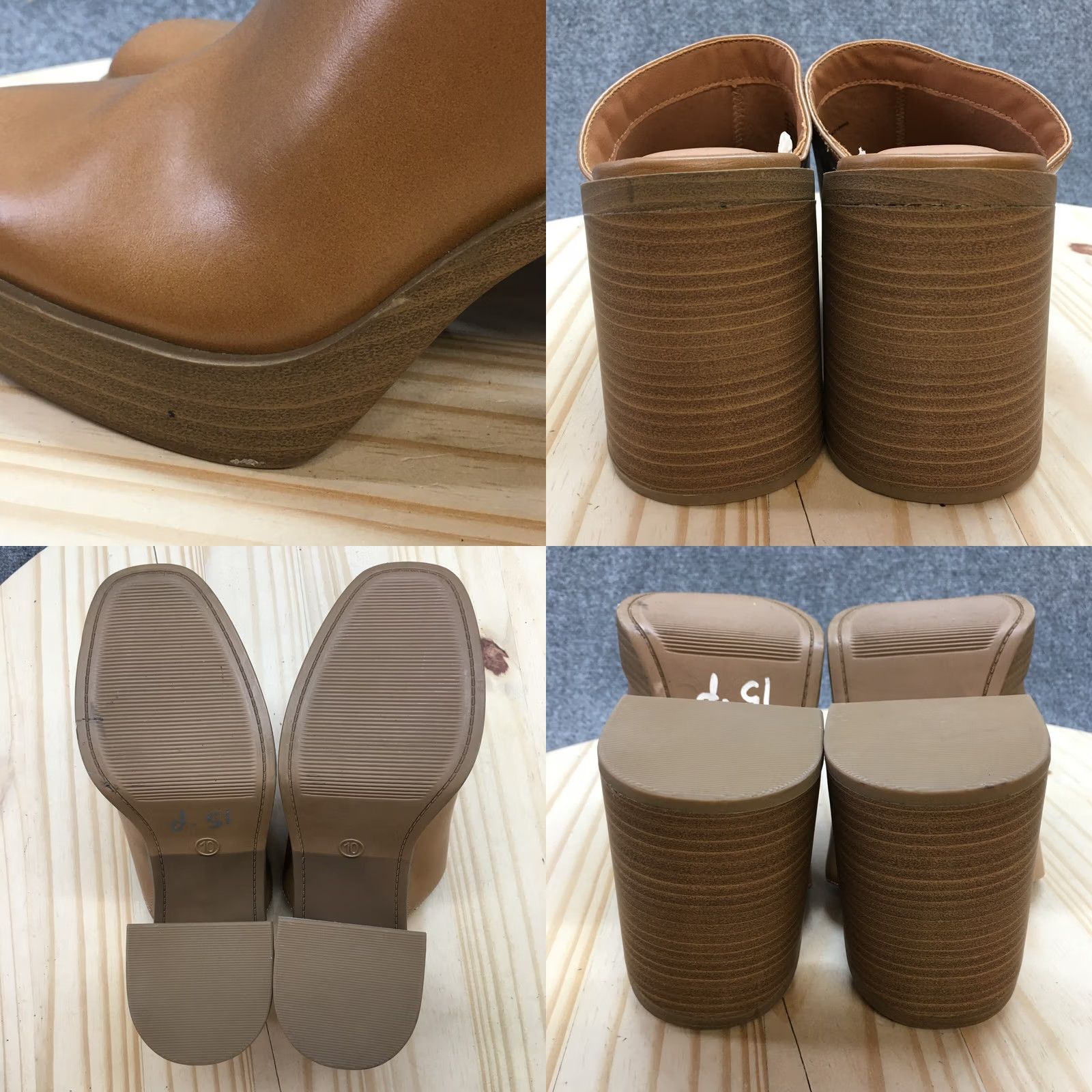 Vintage Universal Thread Heels Women Platform Mule Brown Faux Leather Slip On 10" Size US 10 / IT 40 - 8 Thumbnail