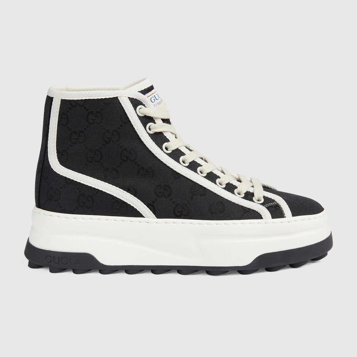 Gucci o1s1wg110425 Women's GG High Top Sneakers in Black & White Size US 7 / IT 37 - 1 Thumbnail