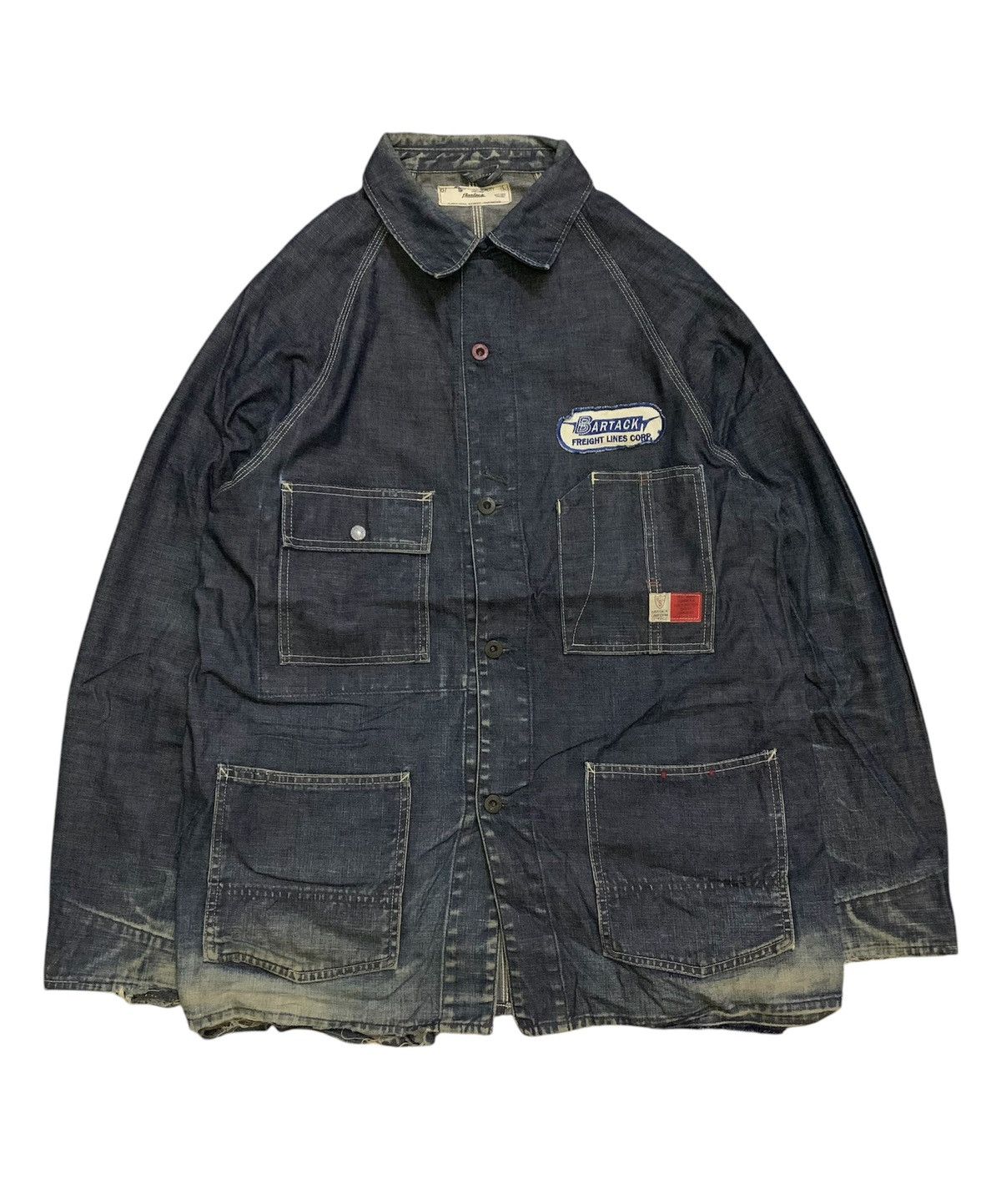 Vintage 💥Vintage 90s Bartack Denim Chore Jacket Size US L / EU 52-54 / 3 - 1 Thumbnail