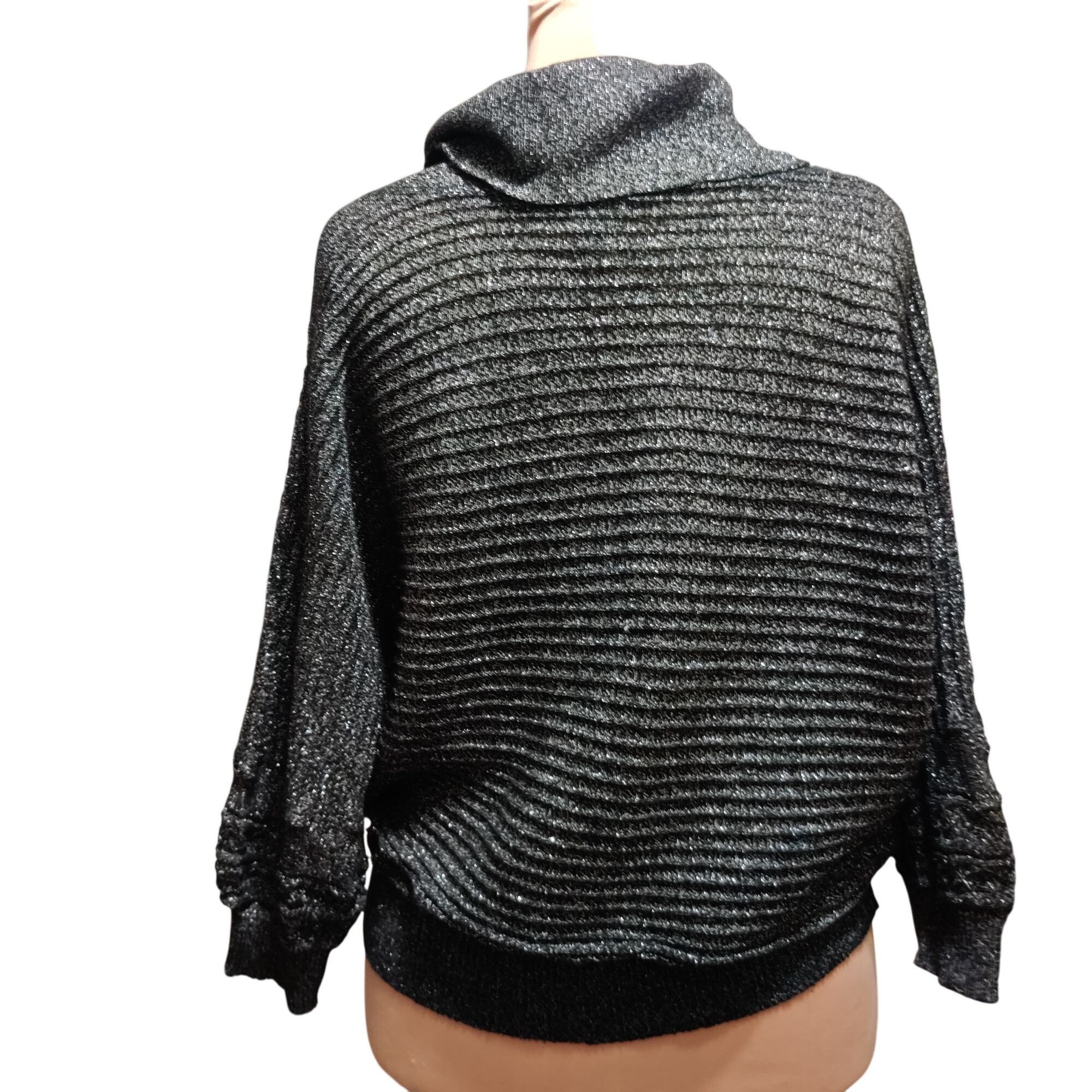 Vintage Cathy Daniels L Vintage Y2K Black Metallic Knit Cowl Neck 3/ Size L / US 10 / IT 46 - 4 Thumbnail