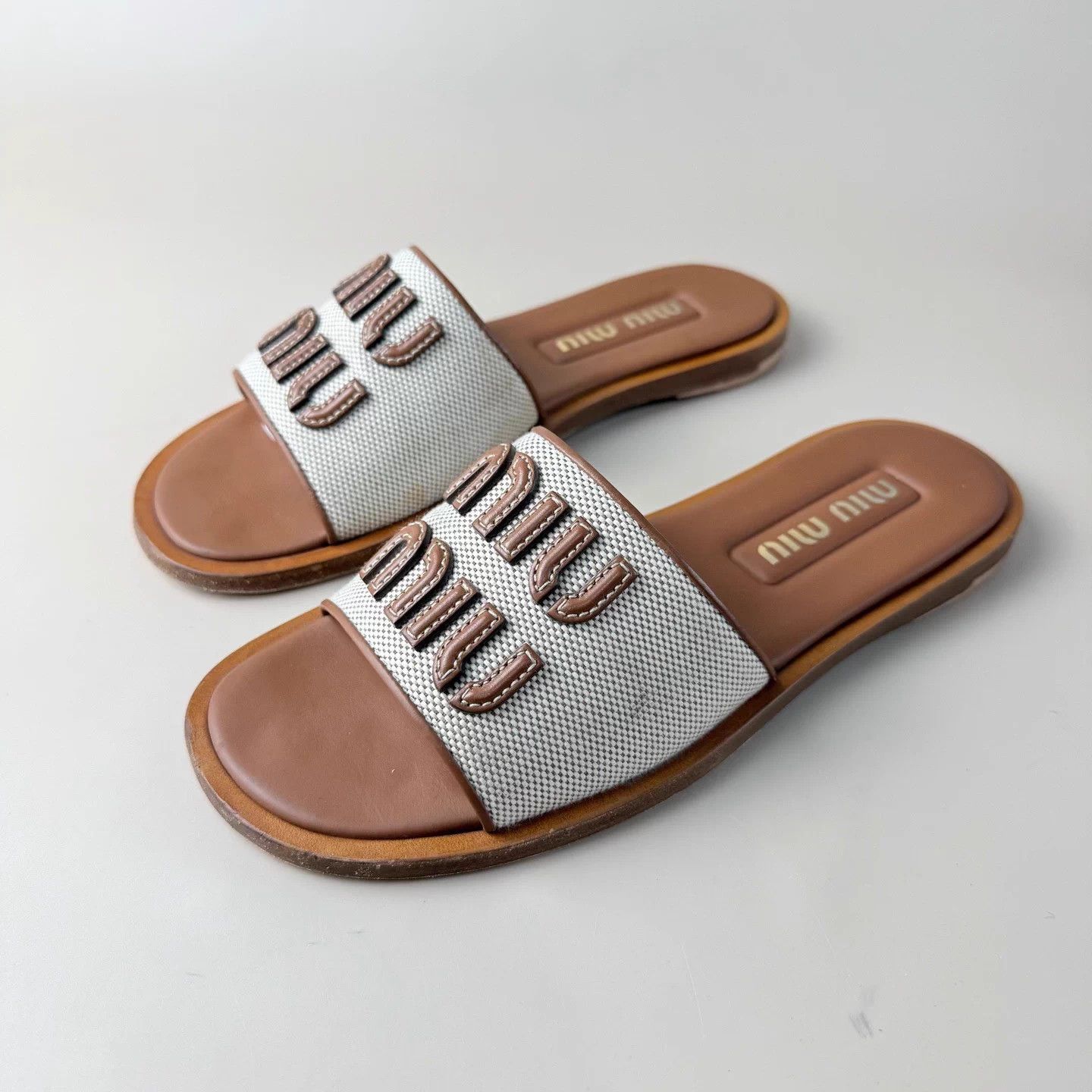 Miu Miu New Logo Straw Slides 36