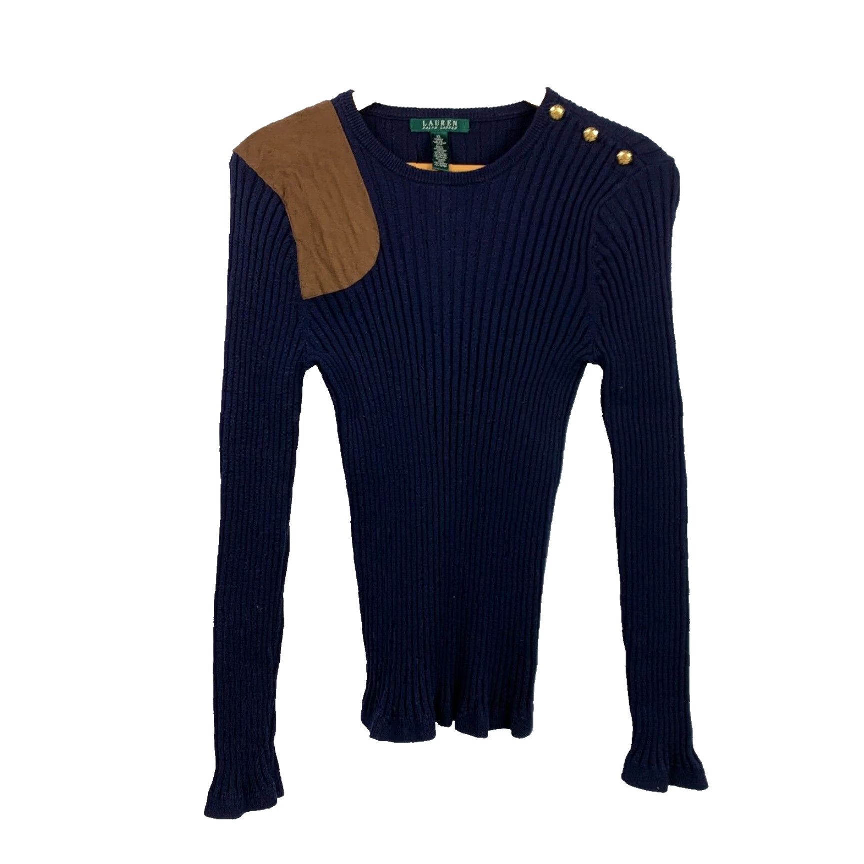 Ralph Lauren VINTAGE Lauren Ralph Lauren Ribbed Fitted Patch Navy Sweater Womens XL Size XL / US 12-14 / IT 48-50 - 2 Thumbnail