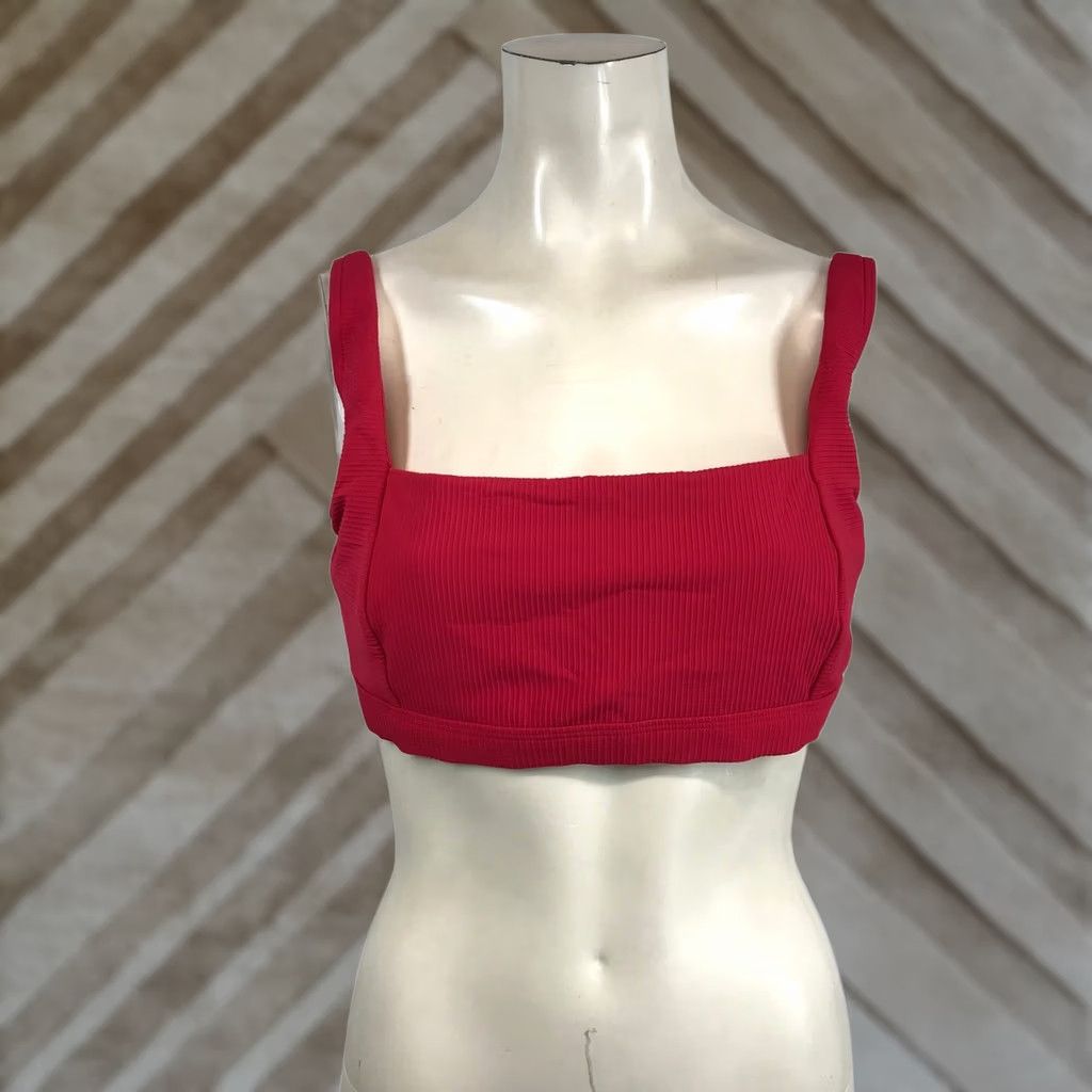 Vintage Sea Level Australia Red Ribbed Square Neck Bikini Top Adjustable Straps Size 10 Womens Size M / US 6-8 / IT 42-44 - 1 Thumbnail