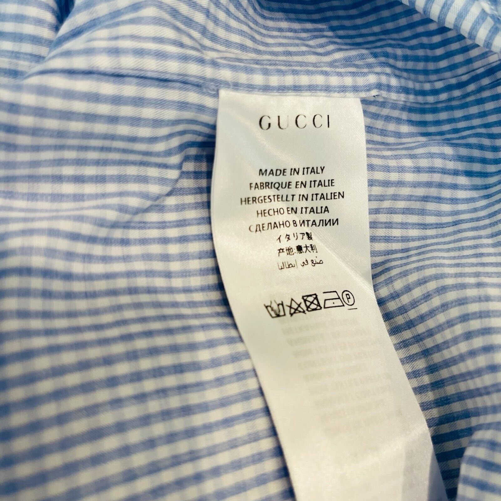Gucci Gucci Men's Blue Pocket Button Down Shirt Size US S / EU 44-46 / 1 - 4 Thumbnail