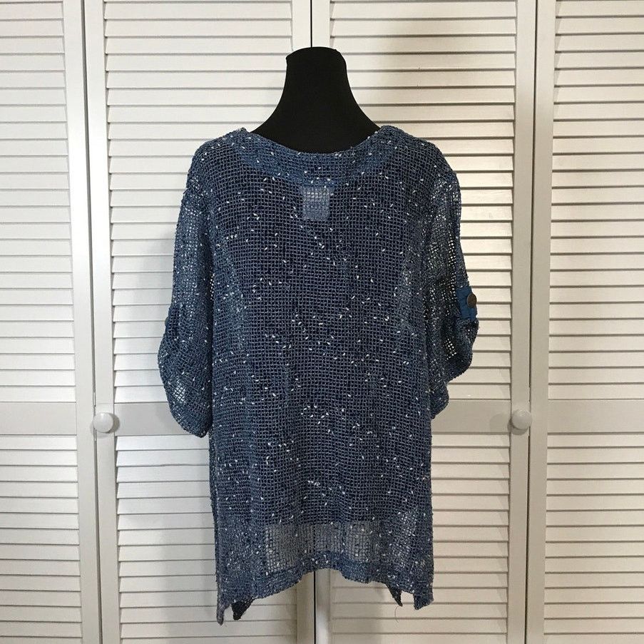 Blair NWOT Blair Boho Navy Blue Mesh Flowy Oversized Blouse XL Size XL / US 12-14 / IT 48-50 - 3 Thumbnail