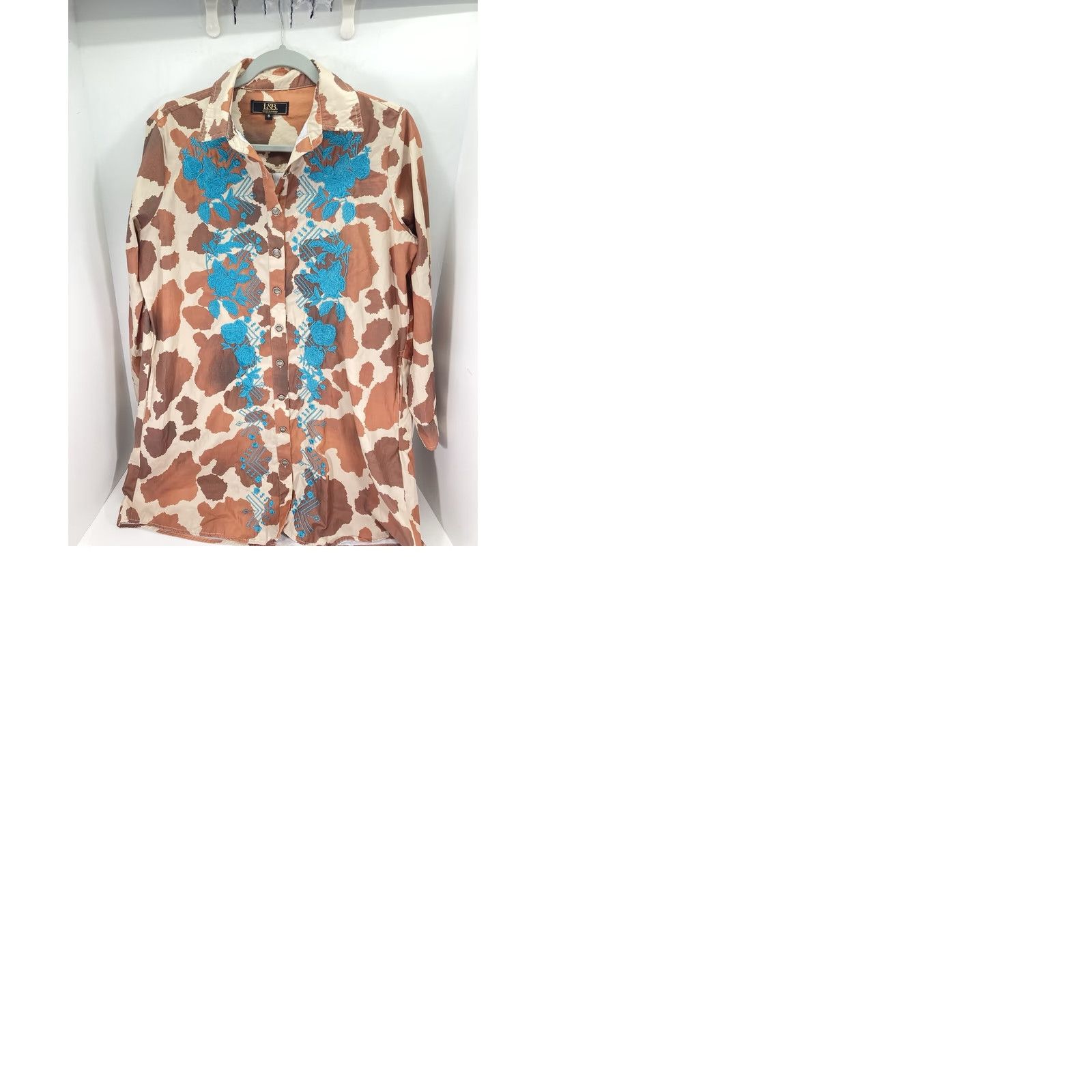 Lucky Brand Lucky Brand Tunic Shirt Women Small Brown Giraffe Print Button Long Sleeve Western Size S / US 4 / IT 40 - 9 Thumbnail