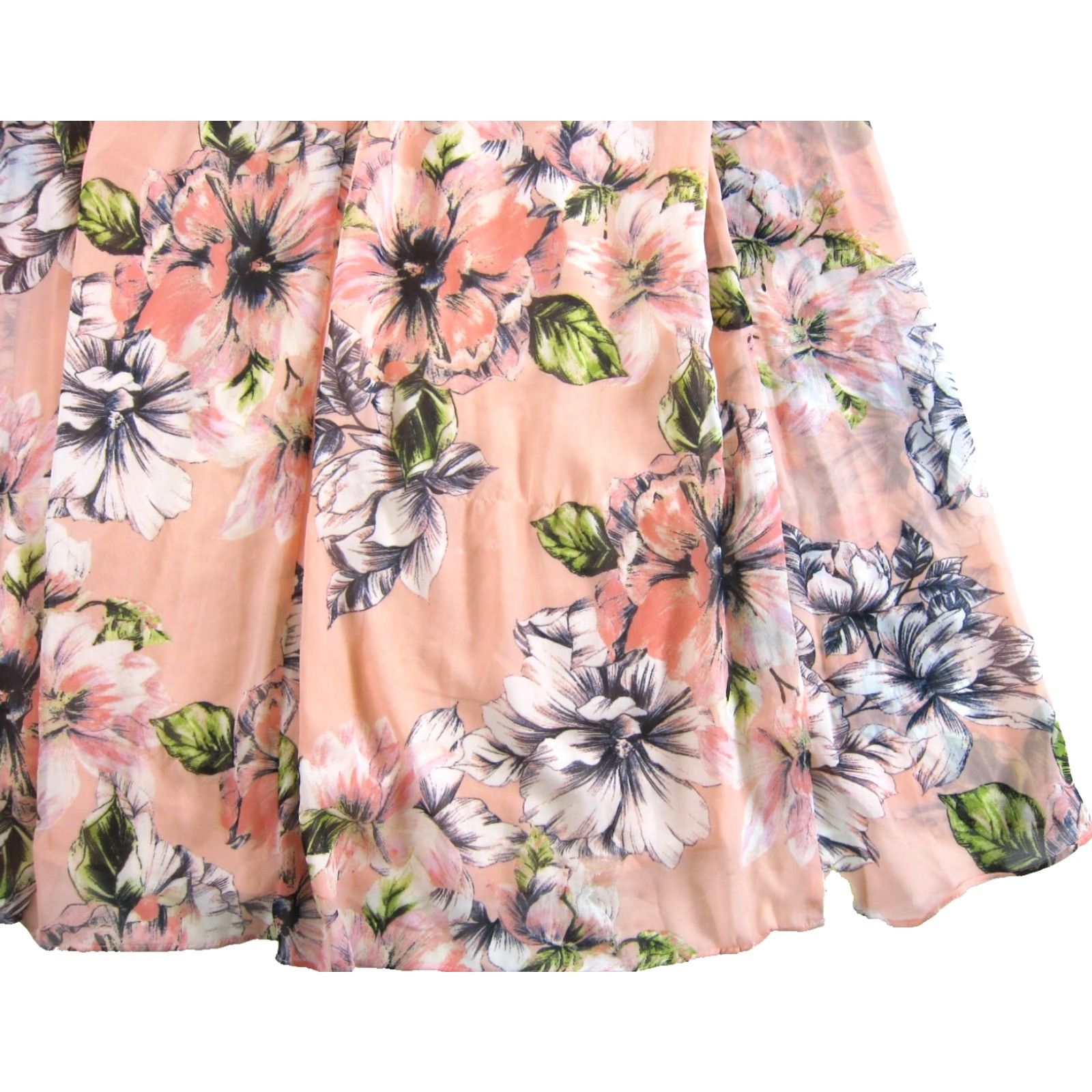 Vintage Eliza J Pink Green White Floral Cap Sleeve V-Neck High Low Maxi Dress Size 0 Size XS / US 0-2 / IT 36-38 - 7 Thumbnail