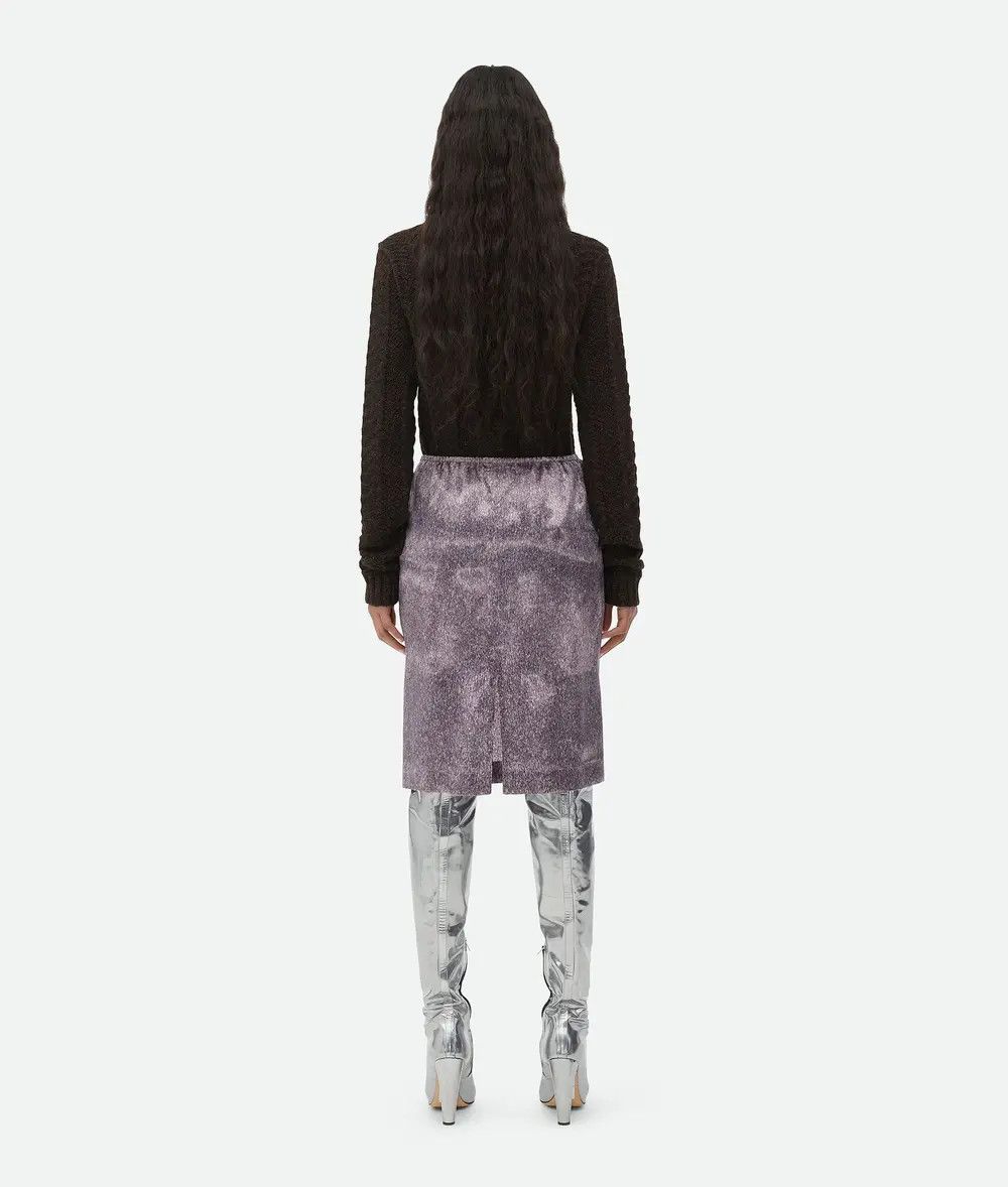 Bottega Veneta o1n1vont0925 Printed Cupro Midi Skirt in Purple Size 25" / US 0 / IT 36 - 3 Thumbnail