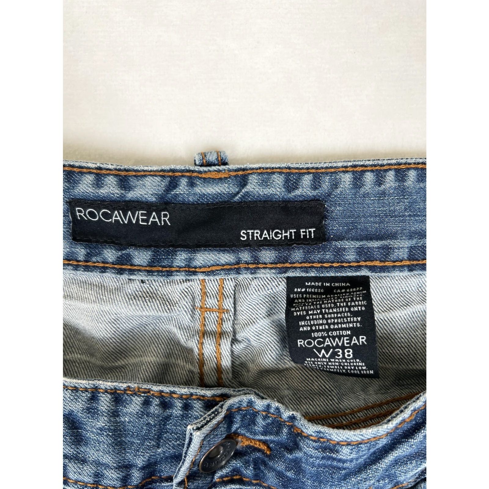 Rocawear VINTAGE Rocawear Jeans Mens 38 Blue Distressed Straight Fit Medium Wash Denim Cotton N/A Size US 38 / EU 54 - 2 Thumbnail