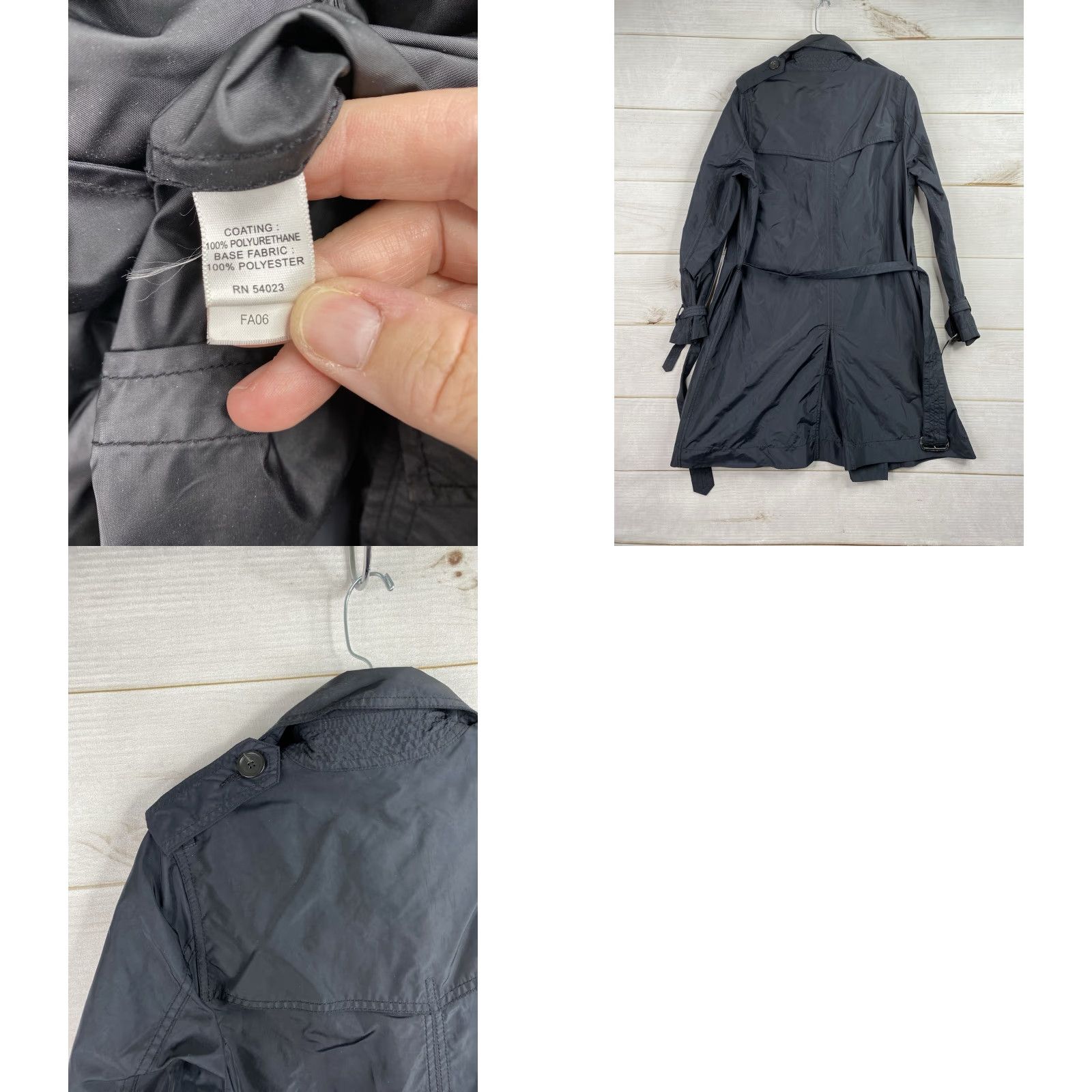 Banana Republic VINTAGE Banana Republic Rain Coat Womens S Black Polyurethane Trench Belted 90s Size S / US 4 / IT 40 - 9 Thumbnail