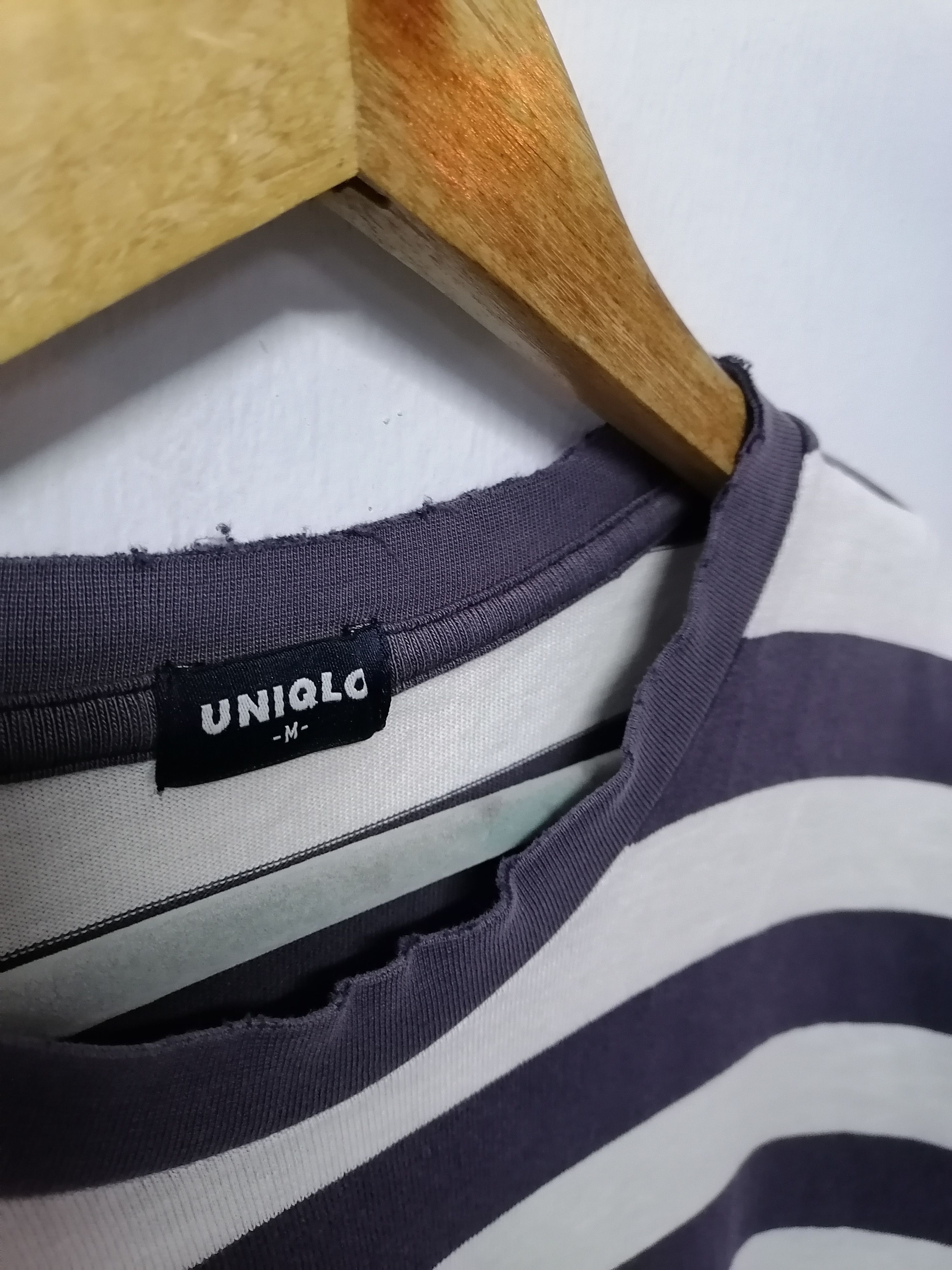Japanese Brand Trashed Faded Destroy Uniqlo Stripe T-shirt Size US M / EU 48-50 / 2 - 3 Thumbnail