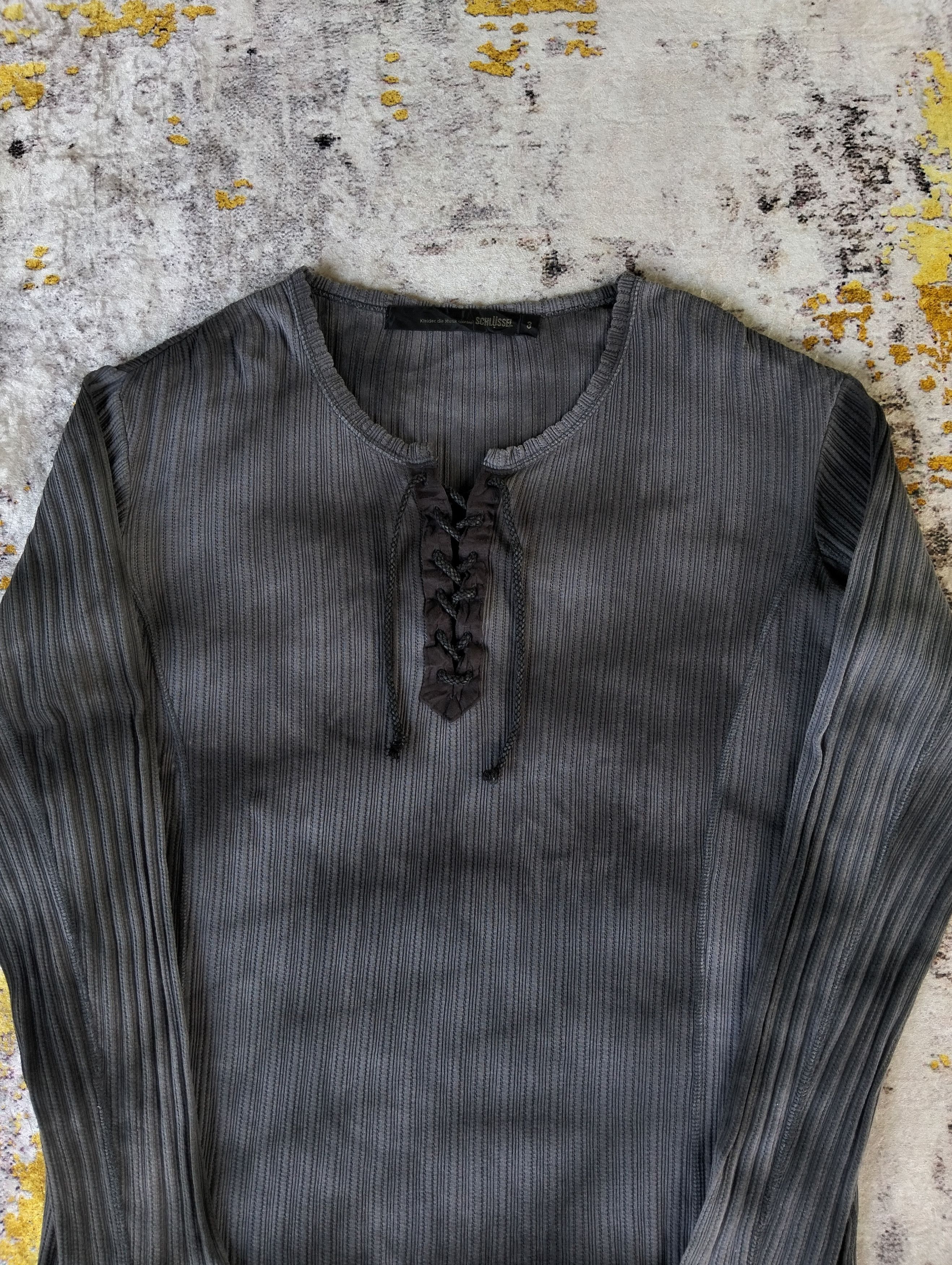 Schlussel Schlussel Lace Up Waxed Long Sleeve Tee Size US M / EU 48-50 / 2 - 2 Thumbnail