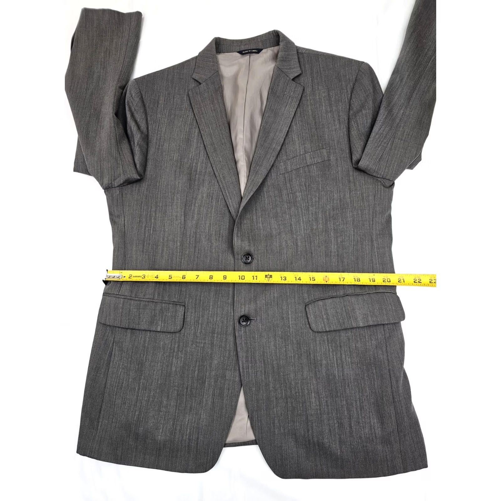 Banana Republic VINTAGE Banana Republic Modern Fit Herringbone Wool Suit Jacket Men 42R Gray Lined EUC Size 42R - 7 Thumbnail