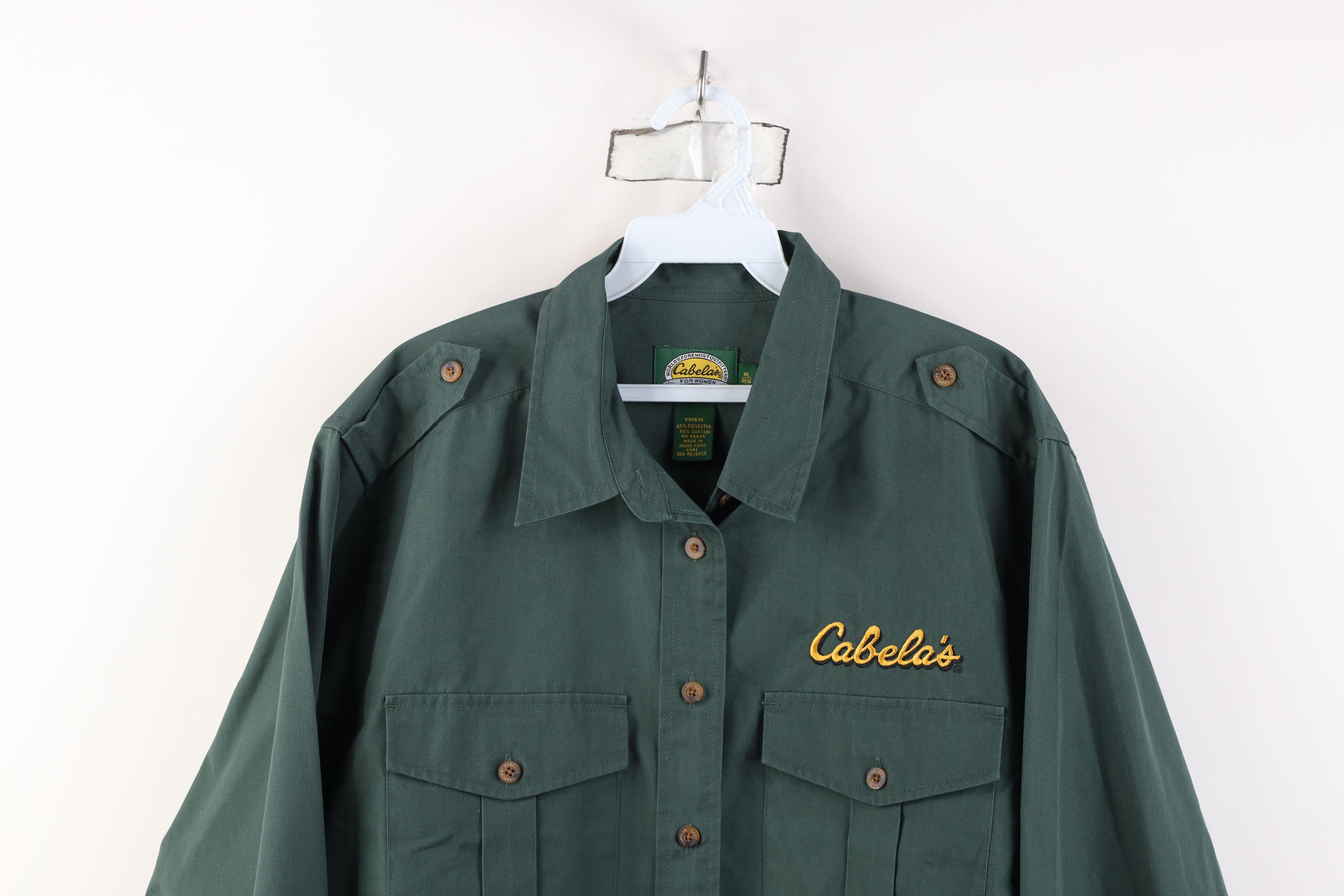 Cabelas Vintage 90s Cabelas Safari Collared Button Shirt Green Size XL / US 12-14 / IT 48-50 - 2 Thumbnail